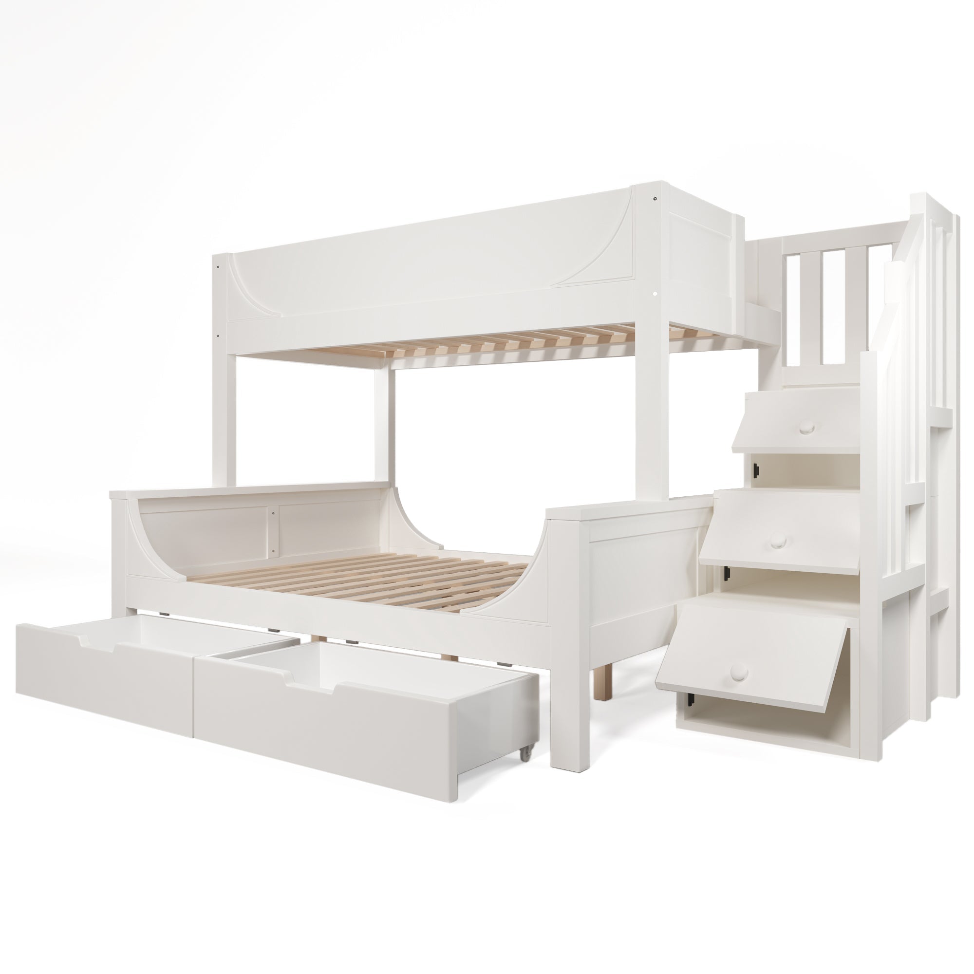 Logidon stapelbed kinderbed wit met ladderkast en lades