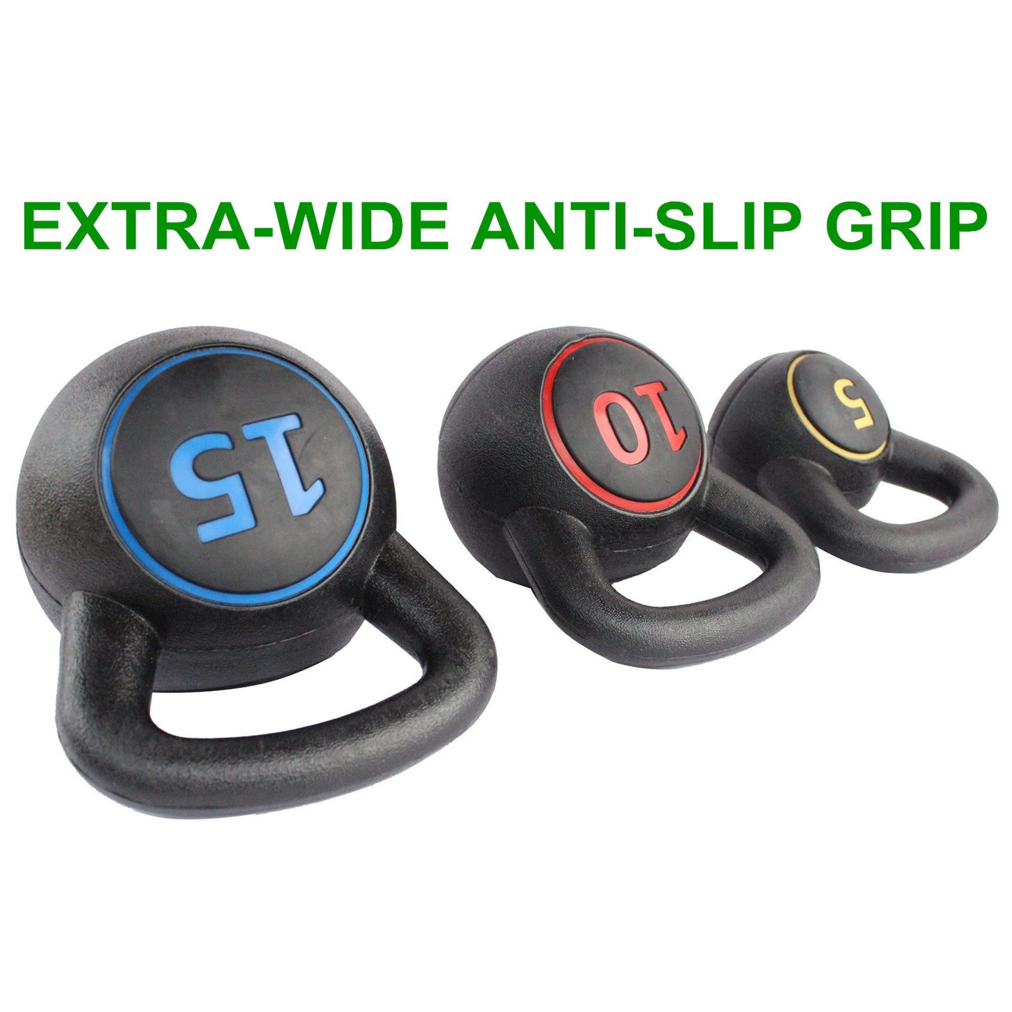 Logidon Kettlebell Set 5 10 15 LB with non-slip handle for home