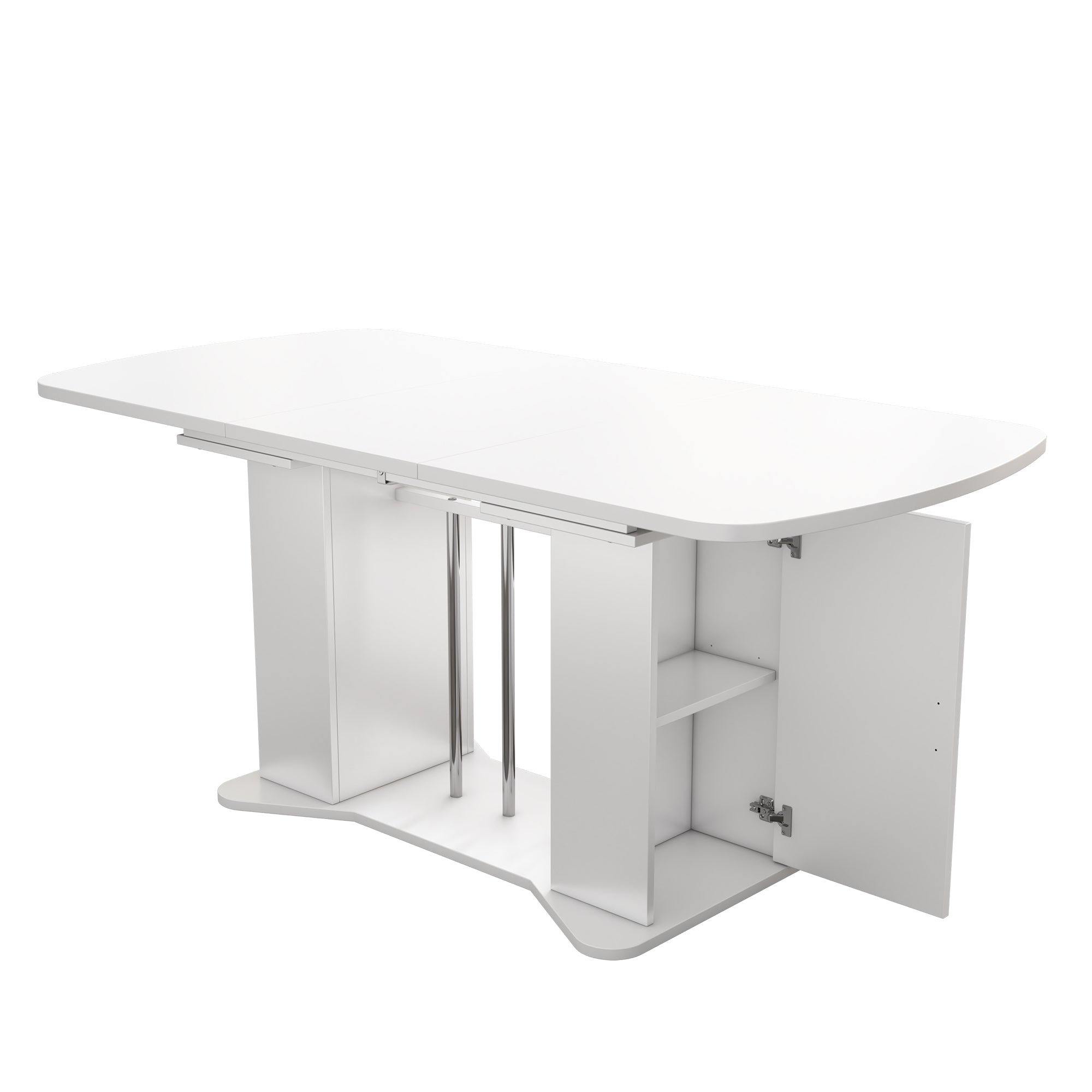 Logidon uitschuifbare eettafel 120/160x80 wit met opbergpoten