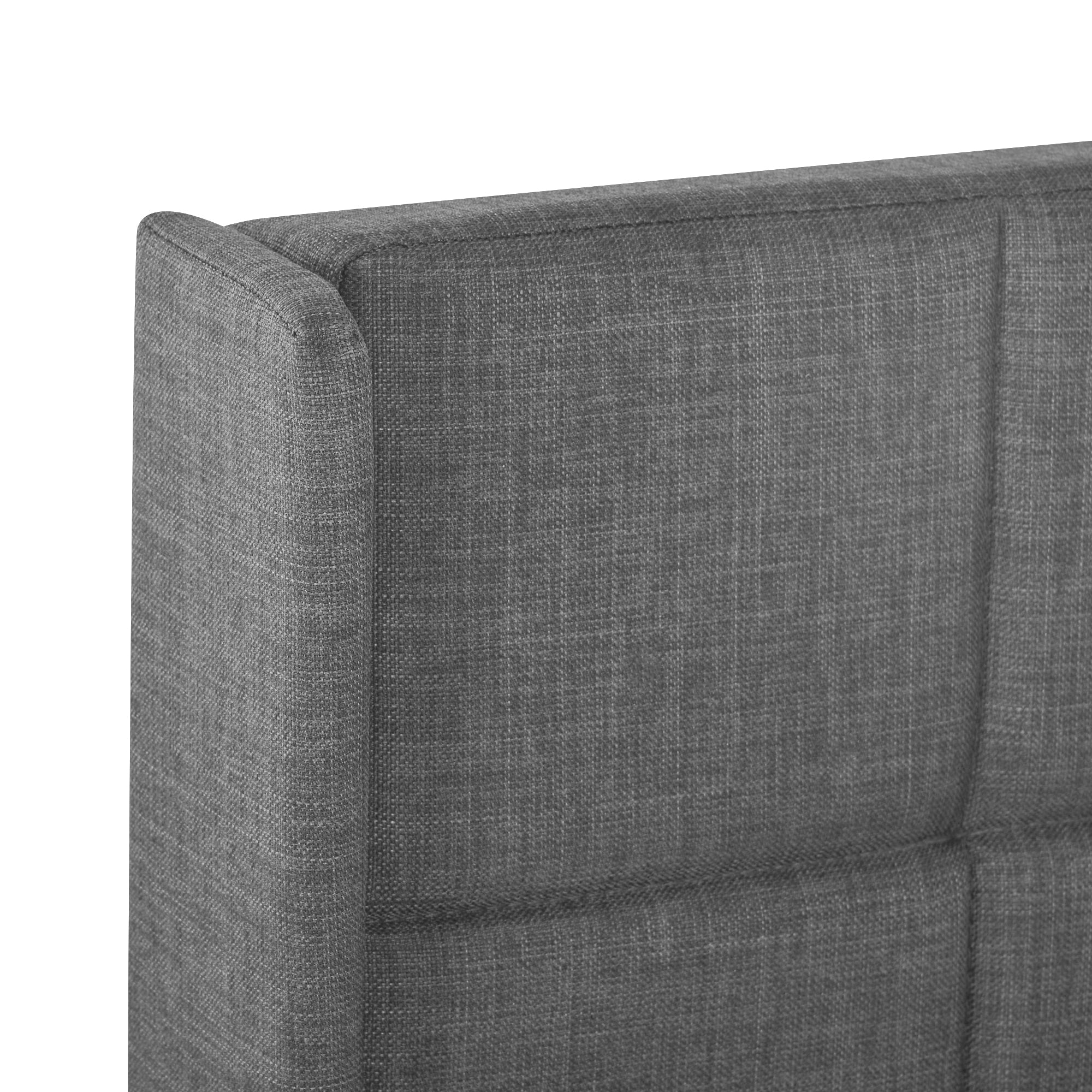 Logidon Upholstered Bed 140x200 cm Gray Linen With Padded Headboard