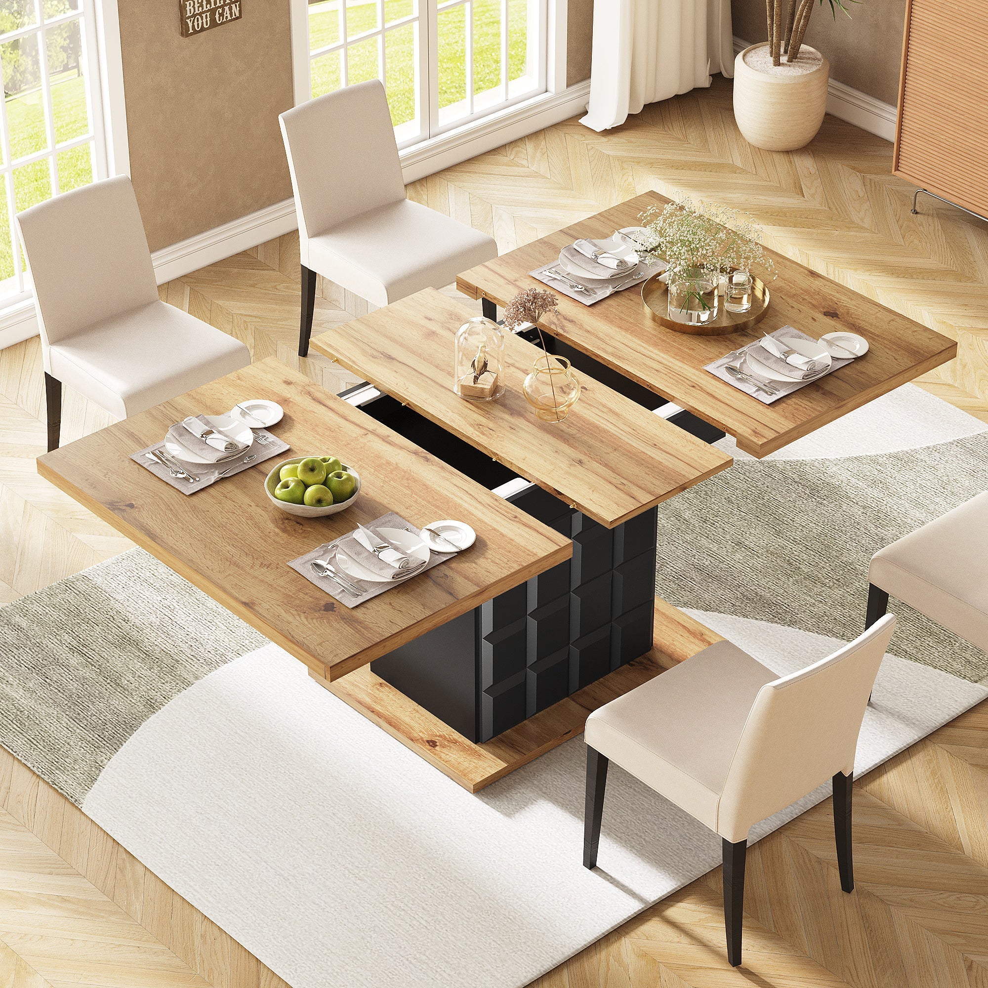 Logidon uitschuifbare eettafel 110-140 centimeter telescopisch naturel MDF