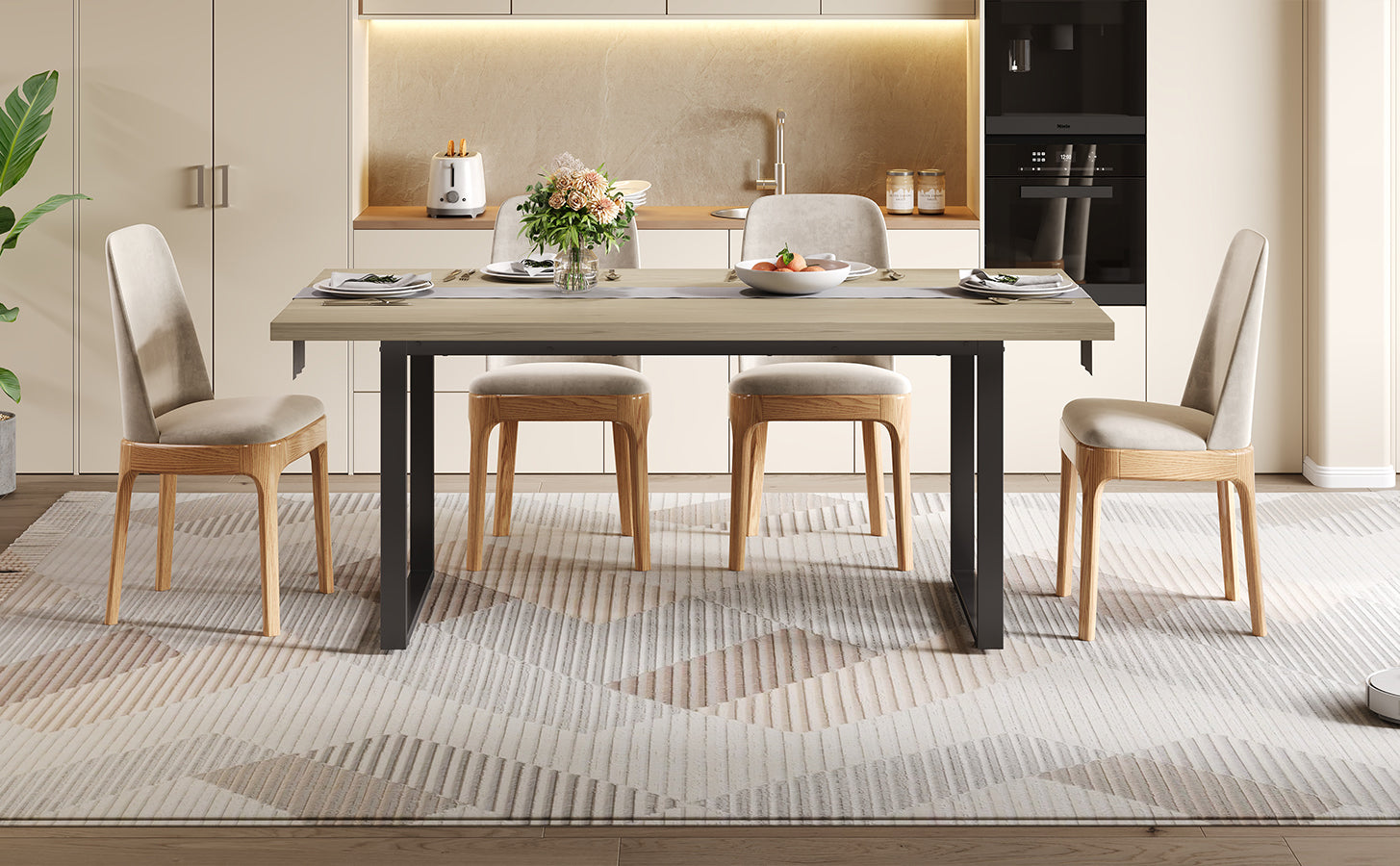 Logidon eettafel 160x80 cm industriële houtlook, metalen frame