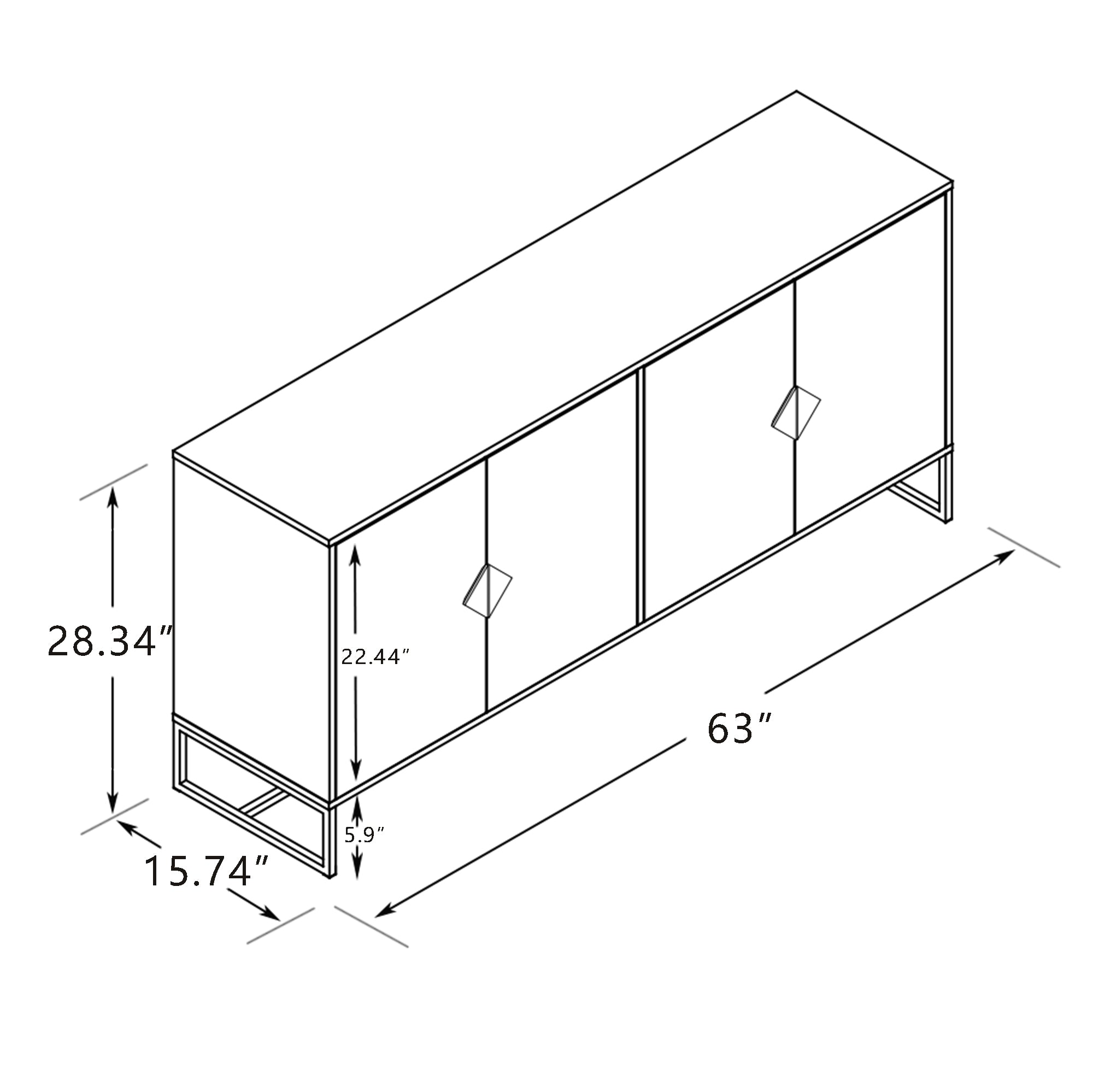 Logidon Wit Dressoir 160 cm met 4 deuren en dubbele opbergruimte