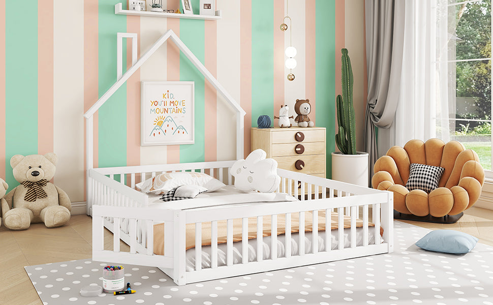 Logidon kinderbed 140x200 schouwvorm wit grenenhout met lattenbodem