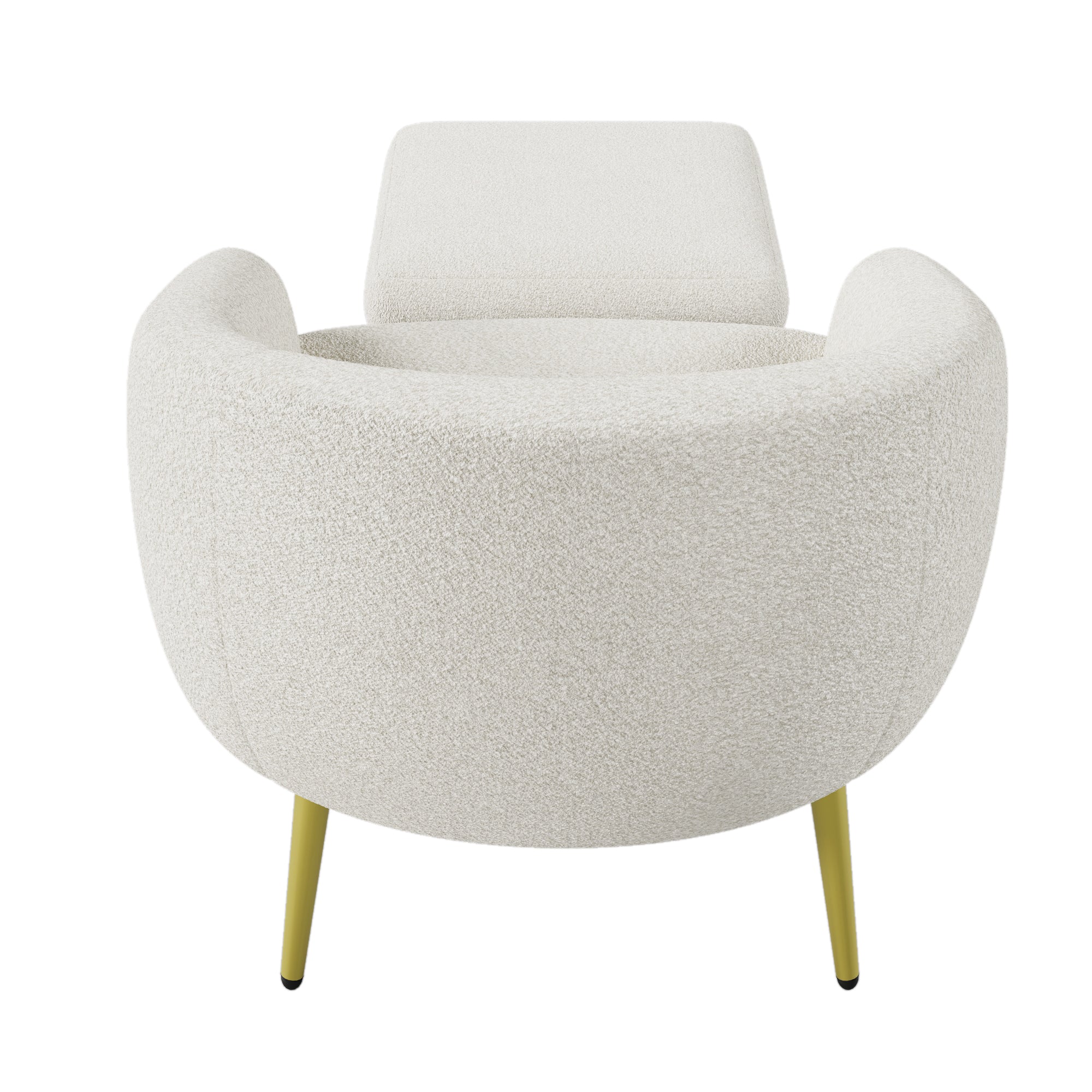 Logidon Modern Sherpa Upholstered Chair with Footstool White Gold Legs
