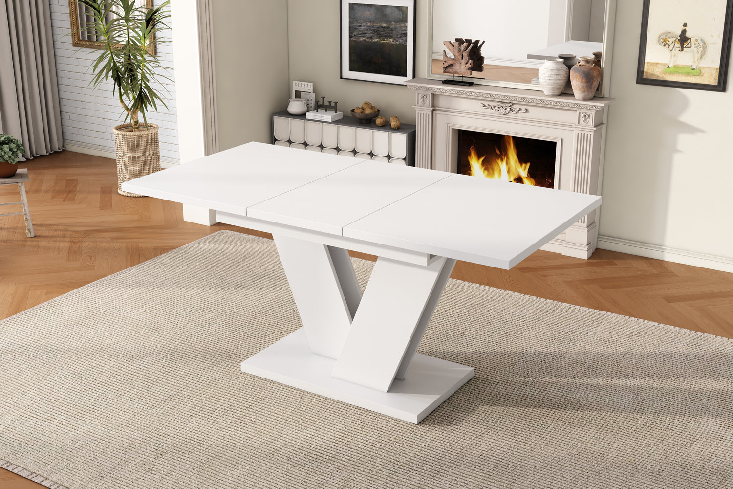 Logidon Uitschuifbare eettafel Wit MDF 160 80 Verdikt blad