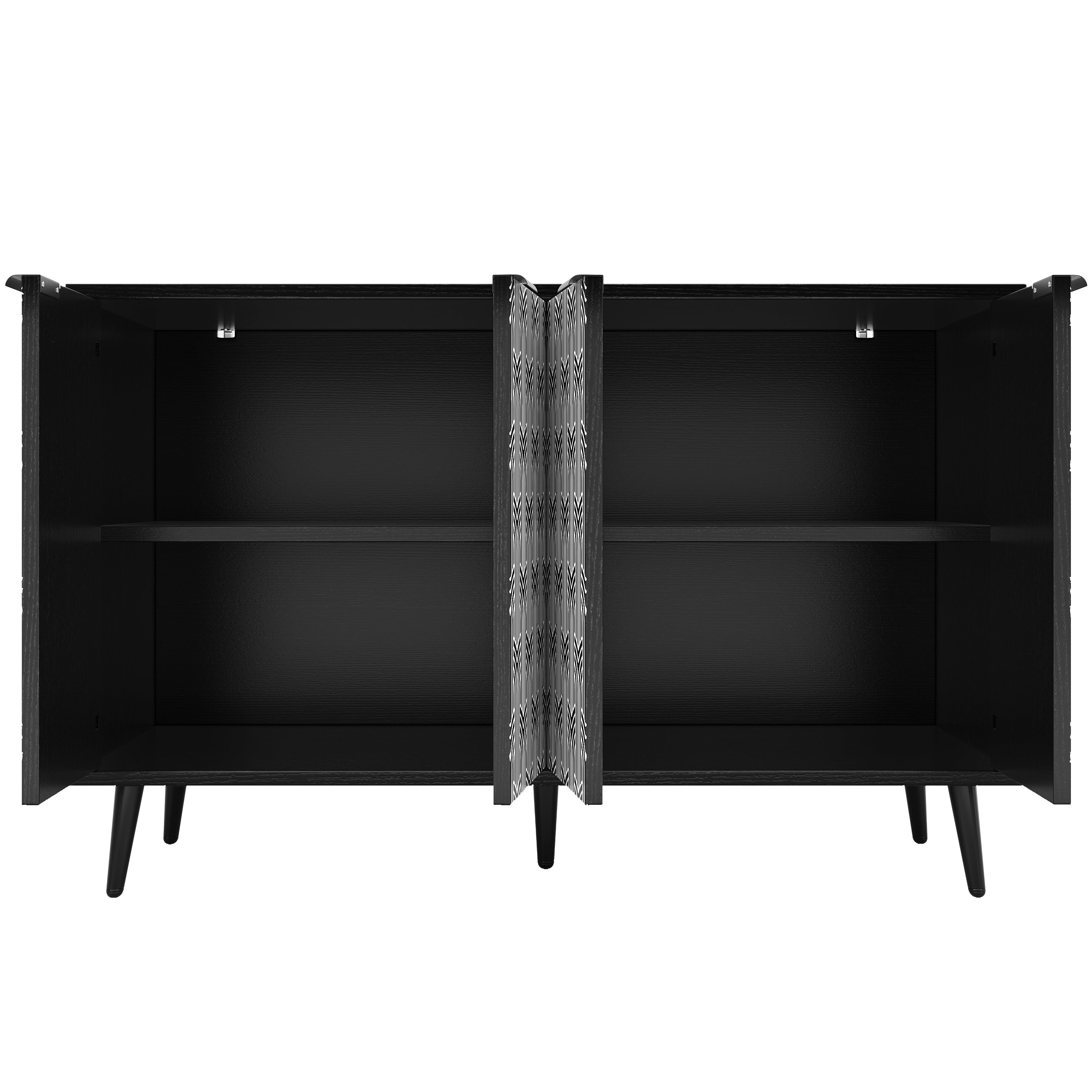 Logidon eetkamerkast 120x35x78 cm zwart met visgraatmotief