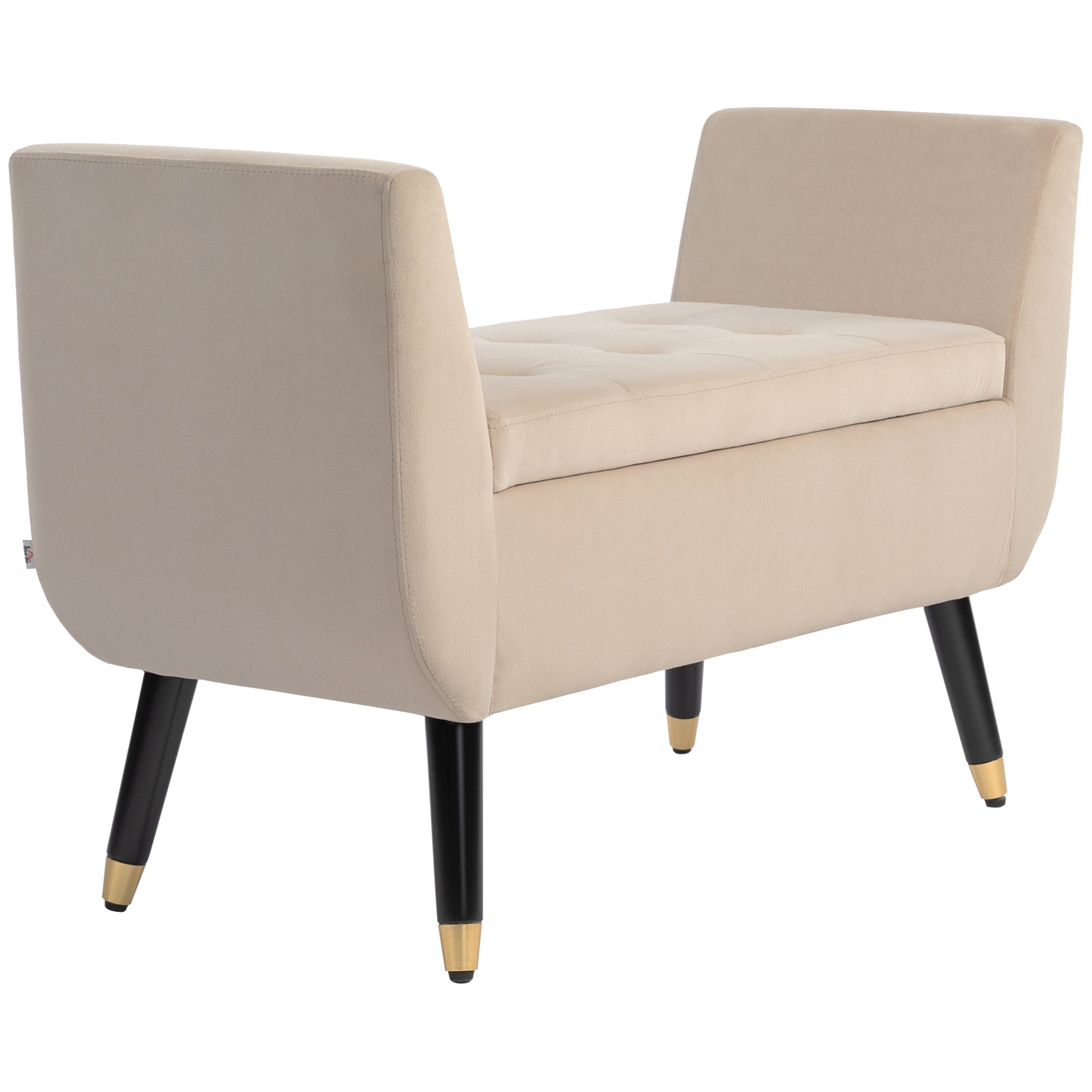 Logidon luxe bank met opbergruimte beige fluwelen stof 107x42x65