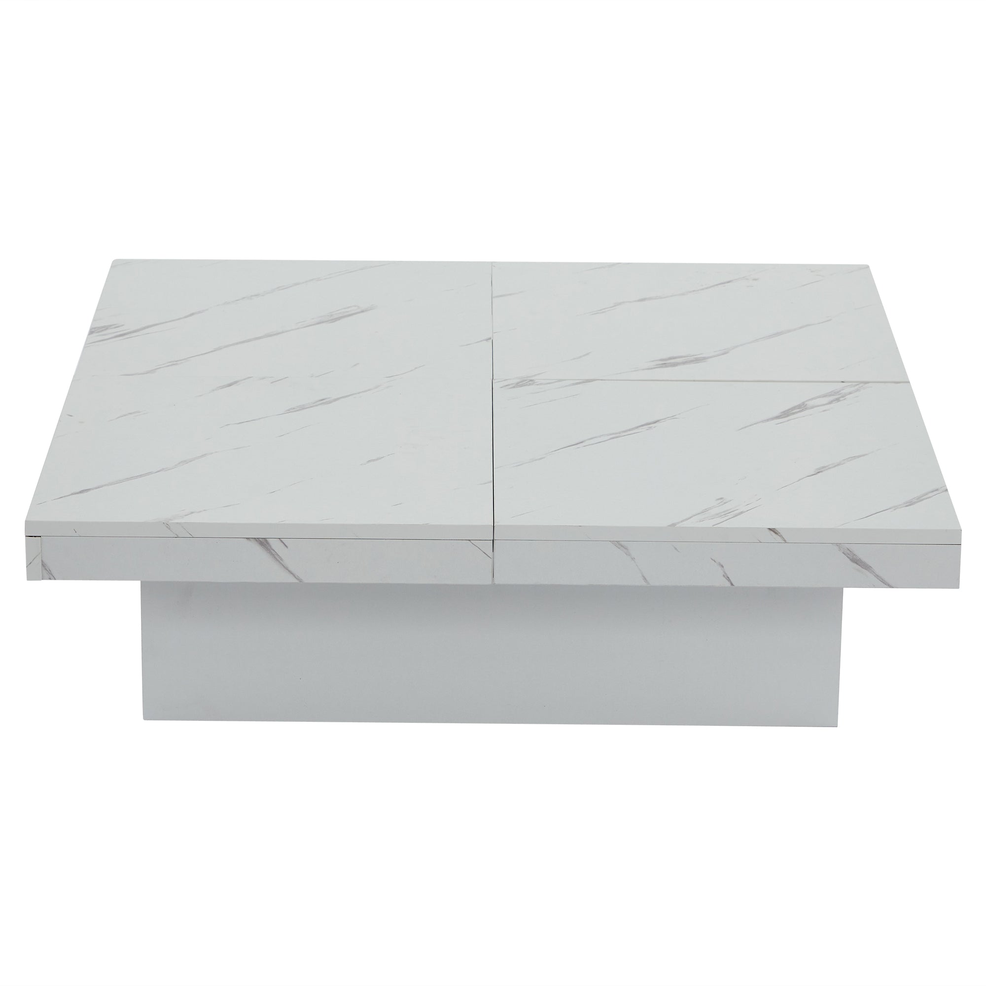Logidon vierkante salontafel wit marmerlook 90x90x25 cm met lades