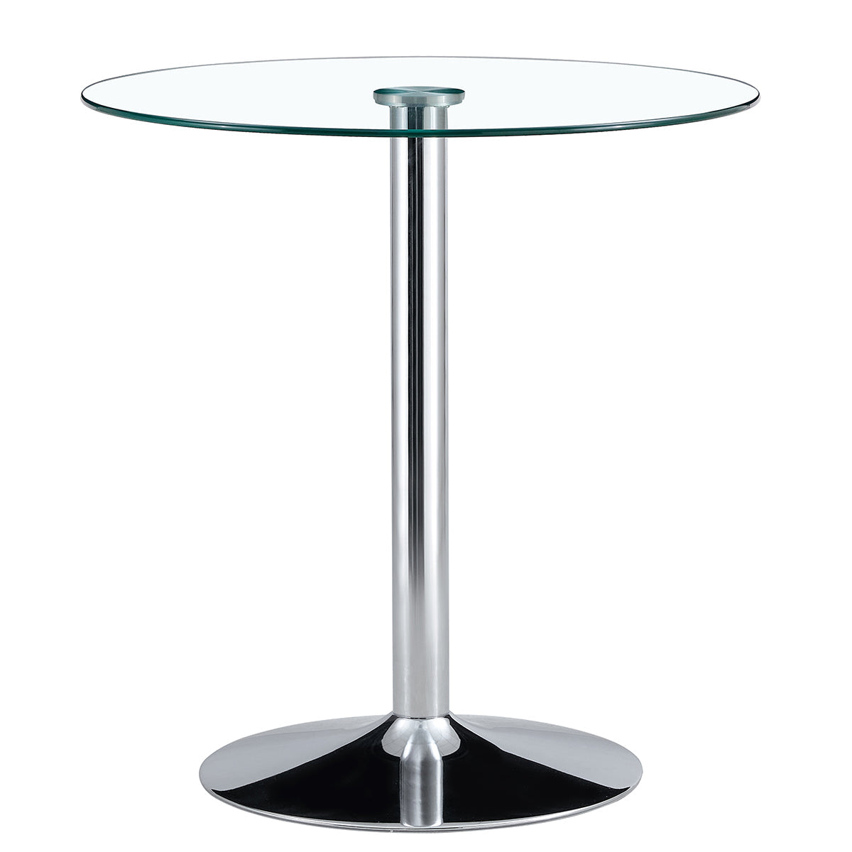 Logidon Moderne Glazen Tafel Rond 89 cm - Transparant metalen onderstel, 92 cm hoog