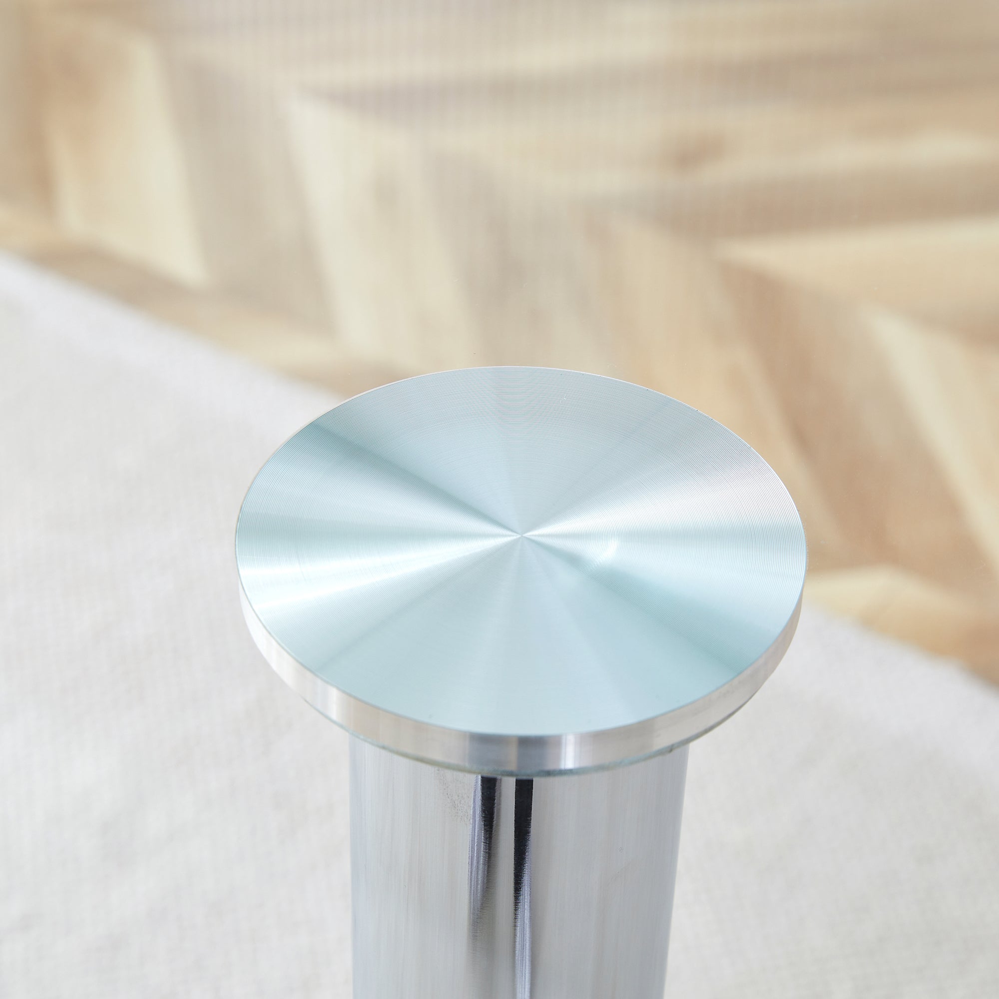 Logidon Moderne Glazen Tafel Rond 89 cm - Transparant metalen onderstel, 92 cm hoog
