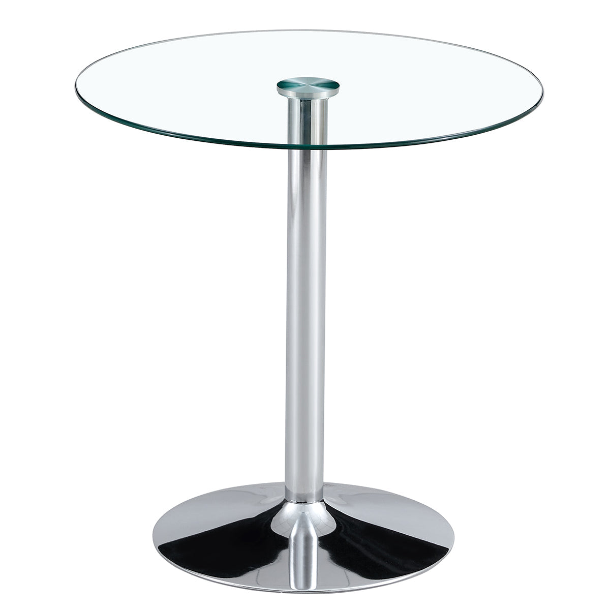 Logidon Moderne Glazen Tafel Rond 89 cm - Transparant metalen onderstel, 92 cm hoog