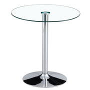 Logidon Moderne Glazen Tafel Rond 89 cm - Transparant metalen onderstel, 92 cm hoog