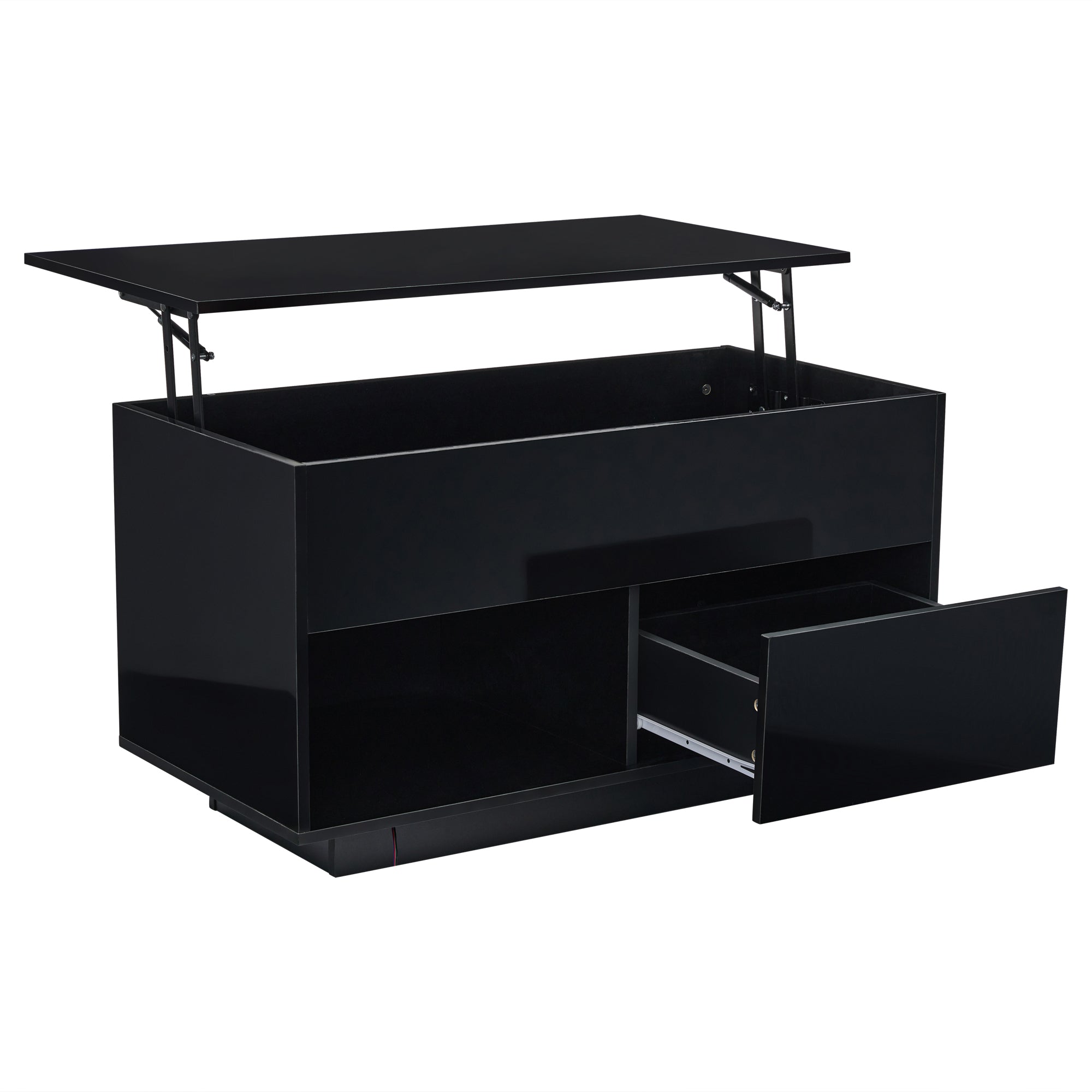 Logidon hoogglans salontafel 100x50x55 cm zwart LED-verlichting