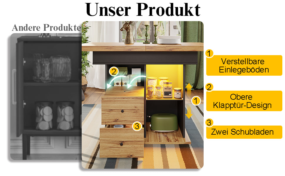Logidon eettafel telescopisch uitschuifbaar 110-140×80 cm met LED verlichting