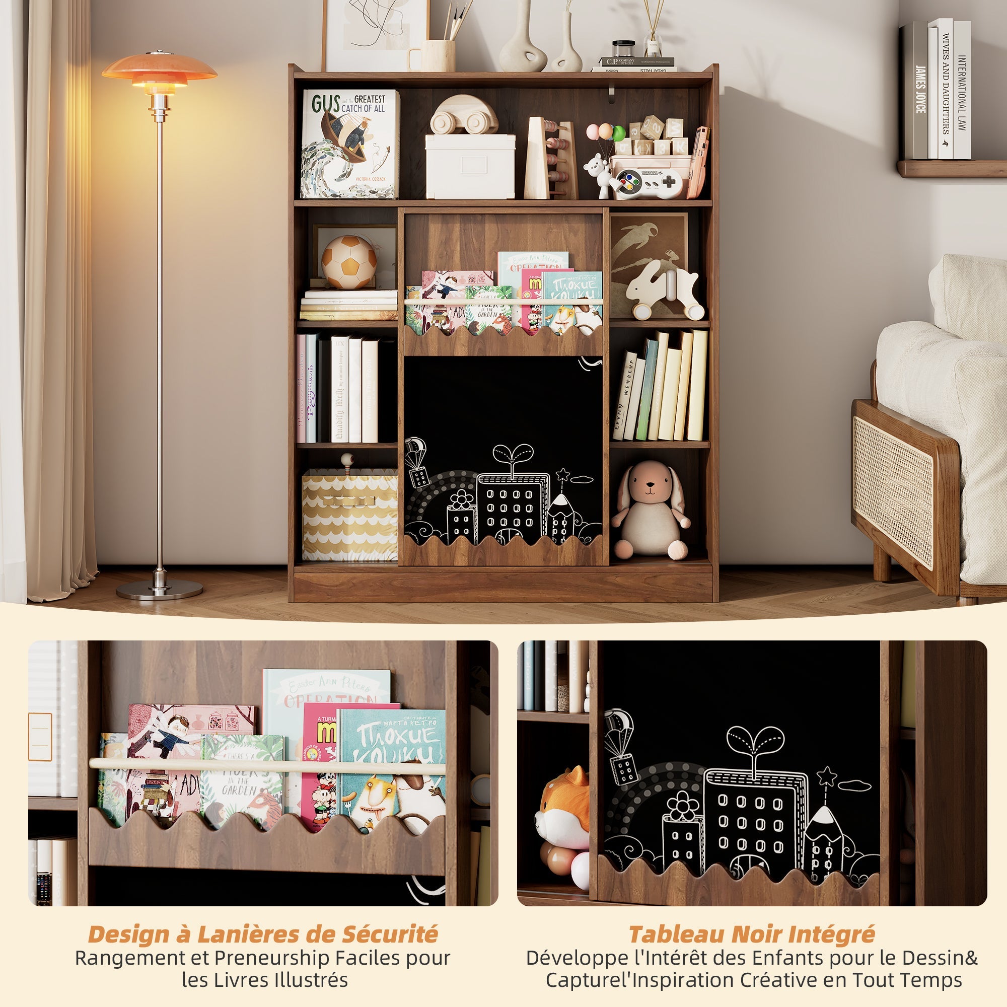 Logidon boekenkast met plank 120 x 38,5 x 151,5 cm walnoot