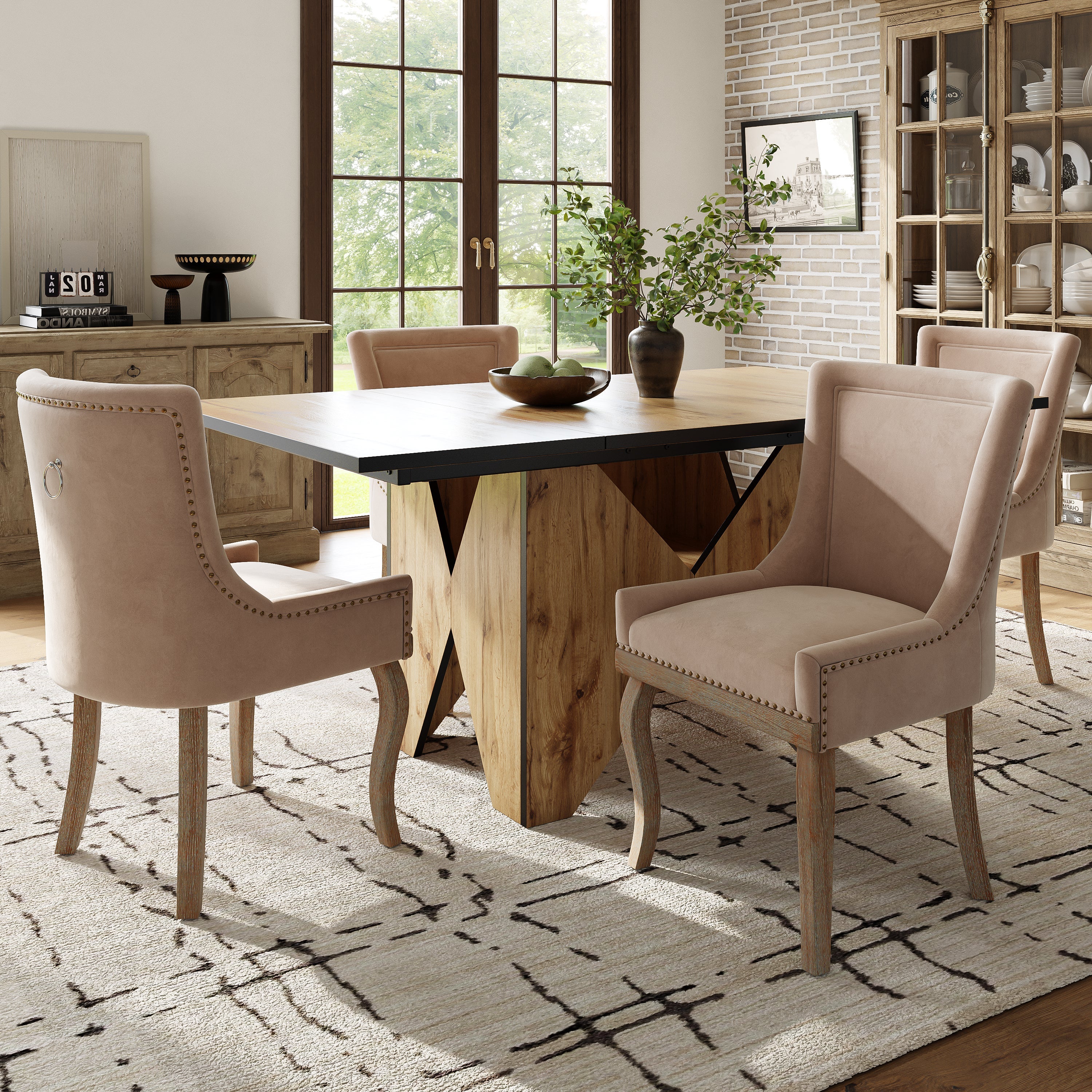 Logidon eettafelset 5-delig 138,5x80 cm beige stoelen