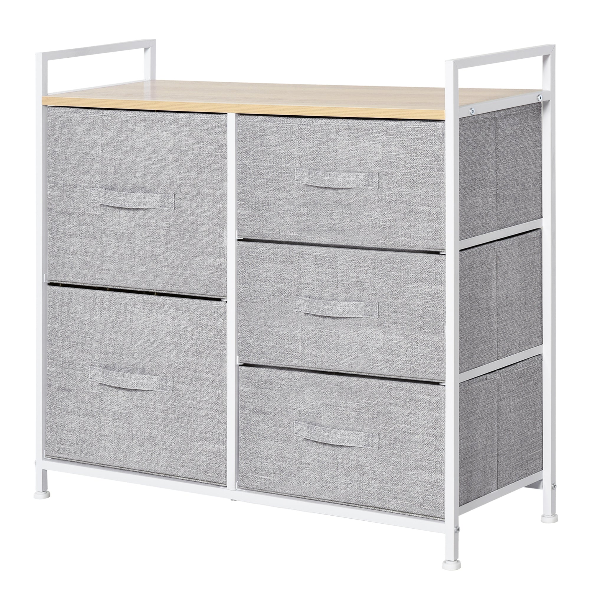 Logidon ladekast met 5 stoffen lades grijs 83x29x77 cm