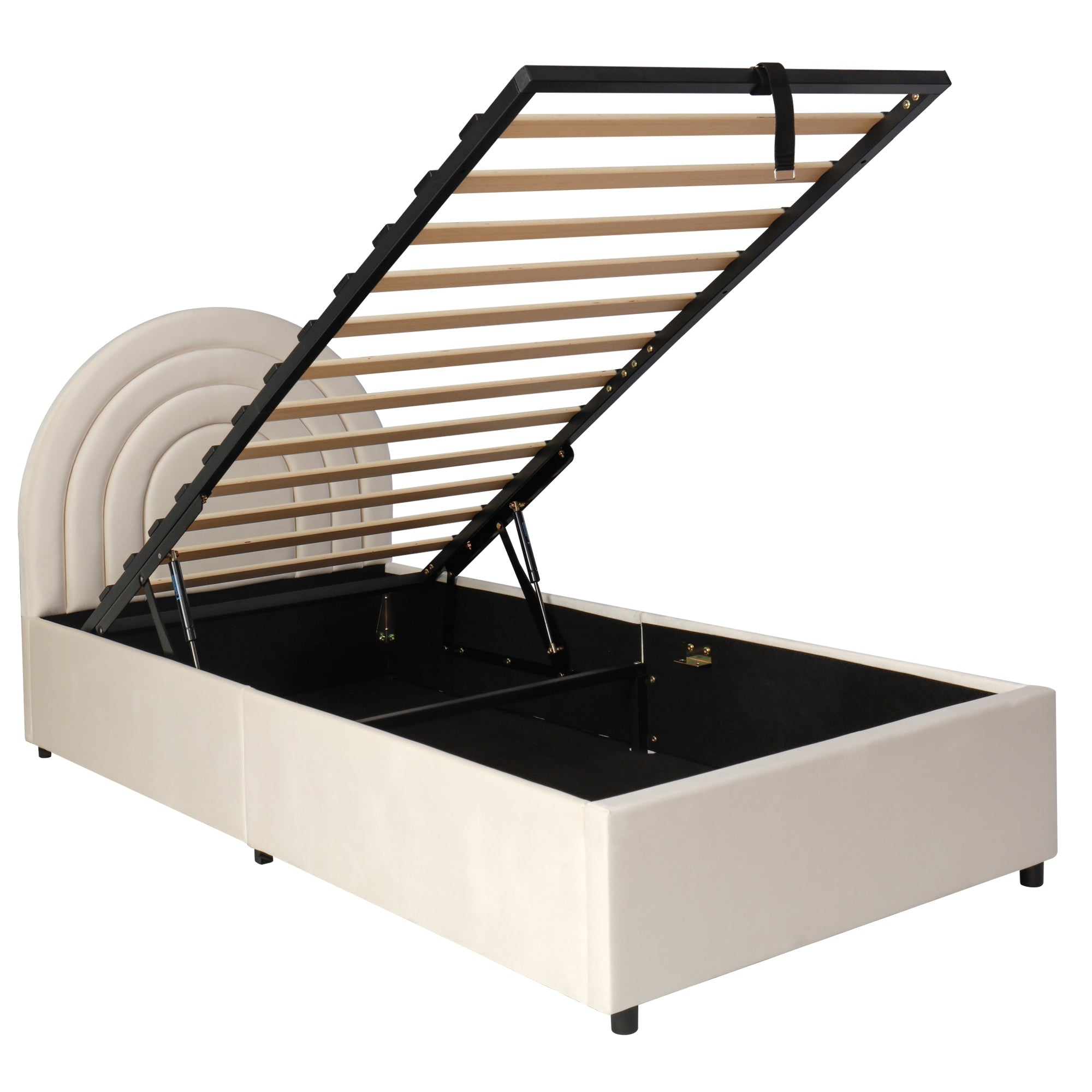 Logidon gestoffeerd bed 90x200 beige fluweel met lattenbodem