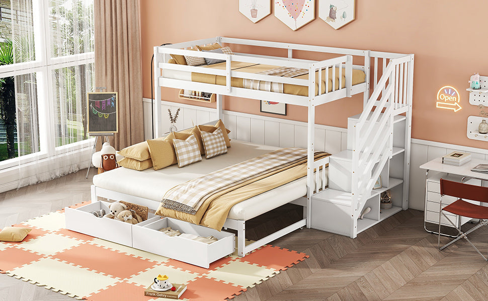 Logidon stapelbed 90x200 wit met uitschuifbaar bed 2 lades