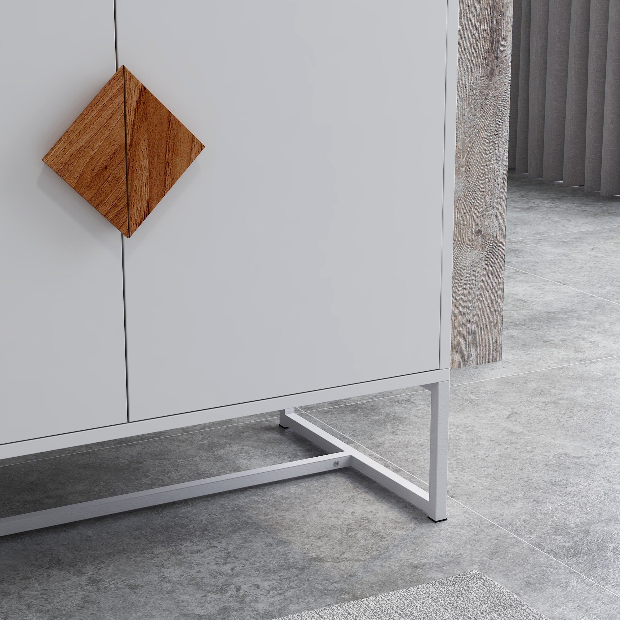 Logidon Wit Dressoir MDF 2 Deuren met Vierkante Handgrepen 80x40x75 cm