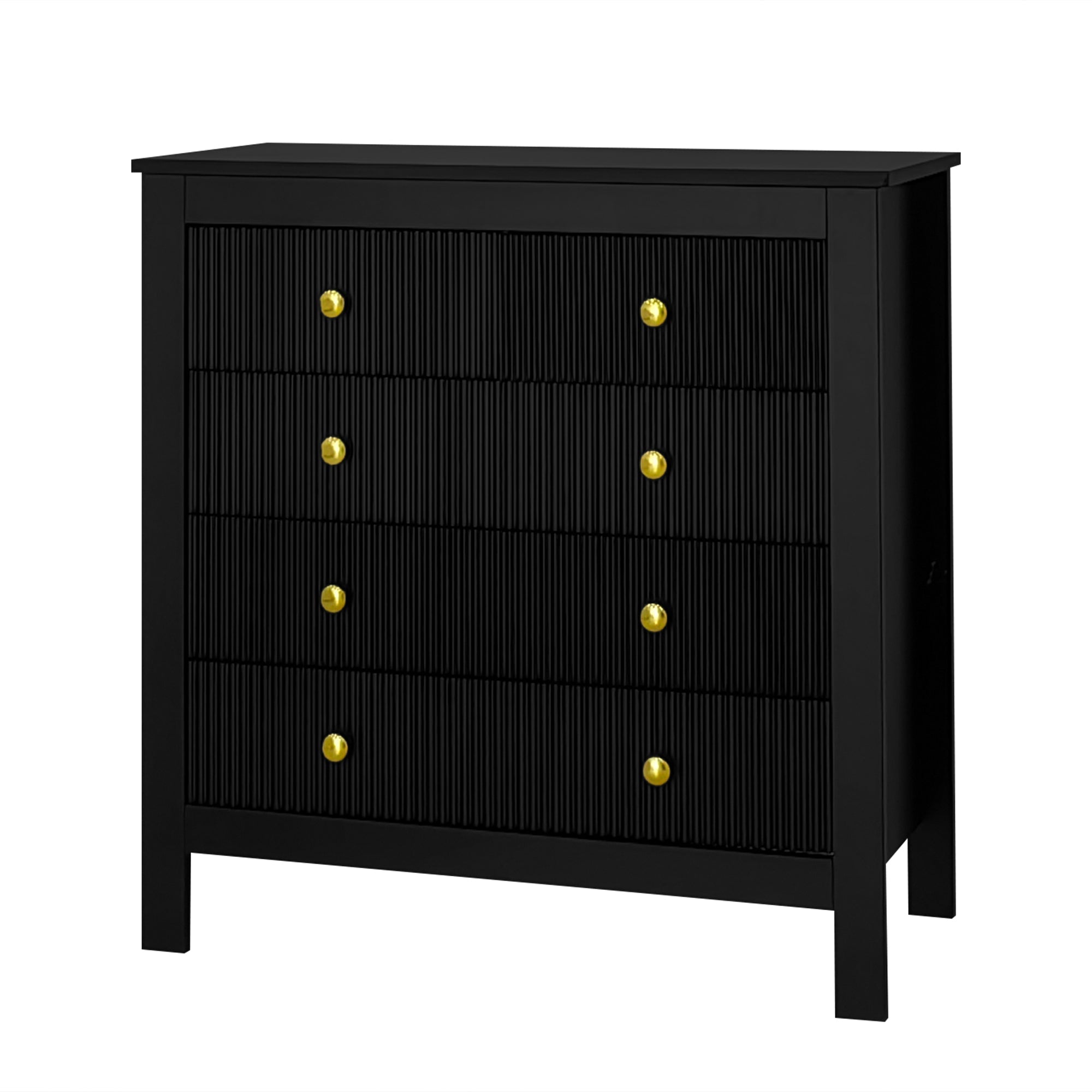 Logidon Dressoir 5 Laden Zwarte Ladekast Met Gouden Handgrepen 79 cm