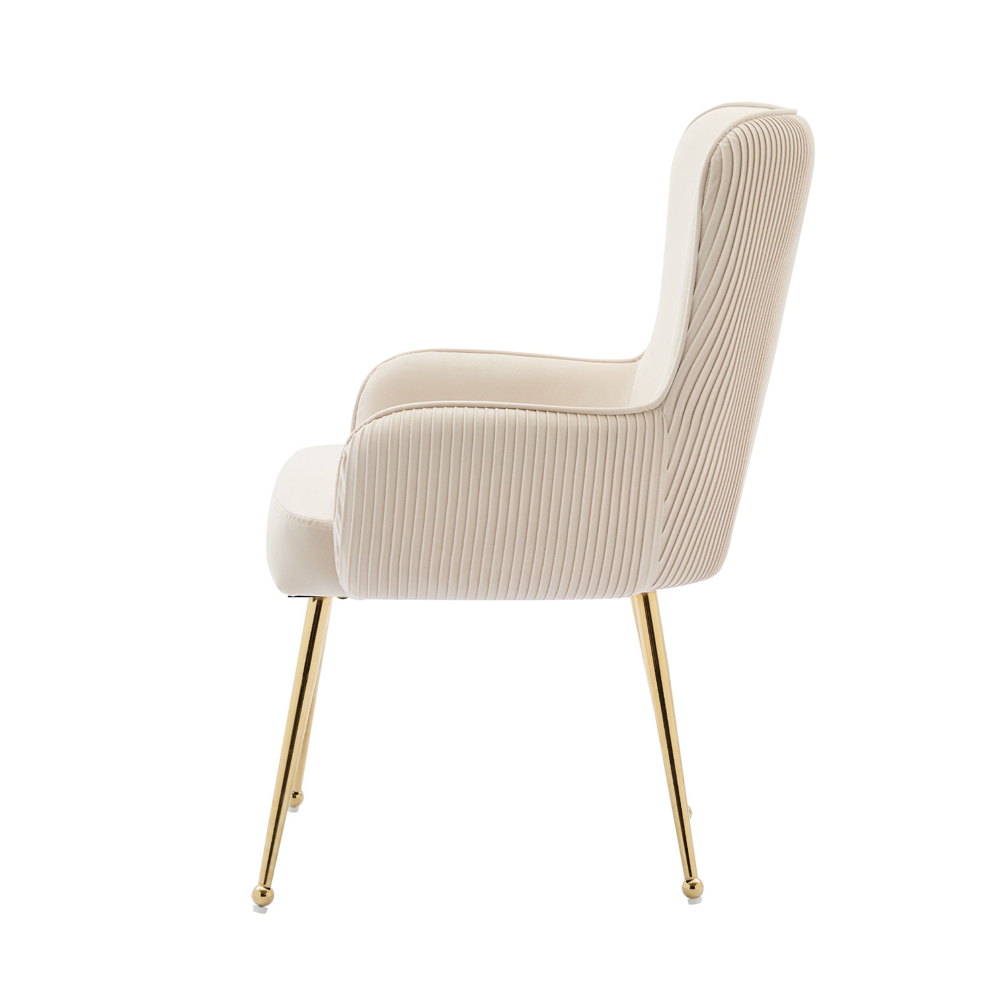 Logidon fluwelen eetkamerstoelen beige set van 2 met goudkleurige metalen poten