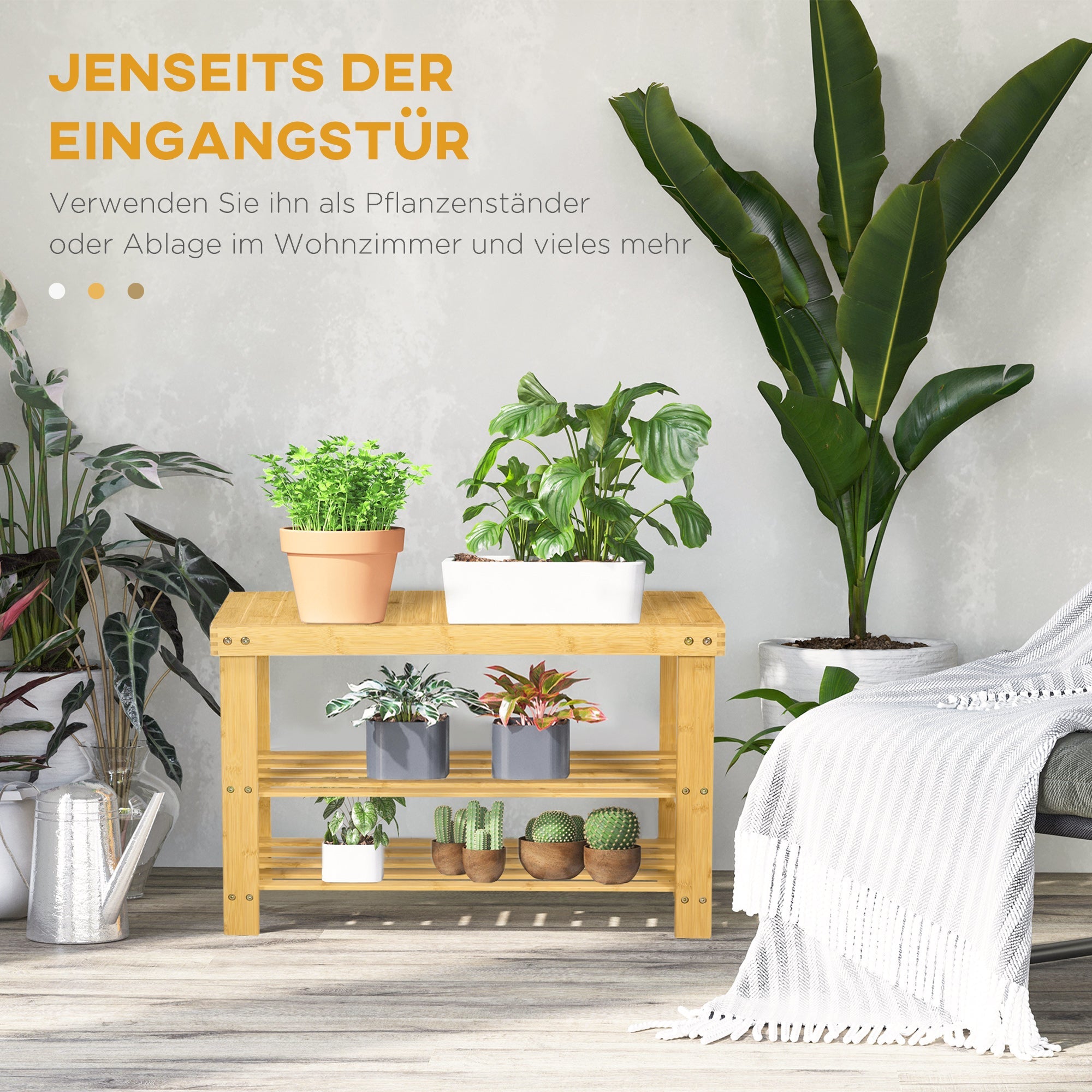 Logidon Schoenenbank Bamboe 3 Lagen Voor 6 Schoenen Natuurlijke Oppervlak