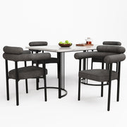 Logidon eettafel en stoelenset 5 stuks donkergrijze fluwelen stoelen metalen poten
