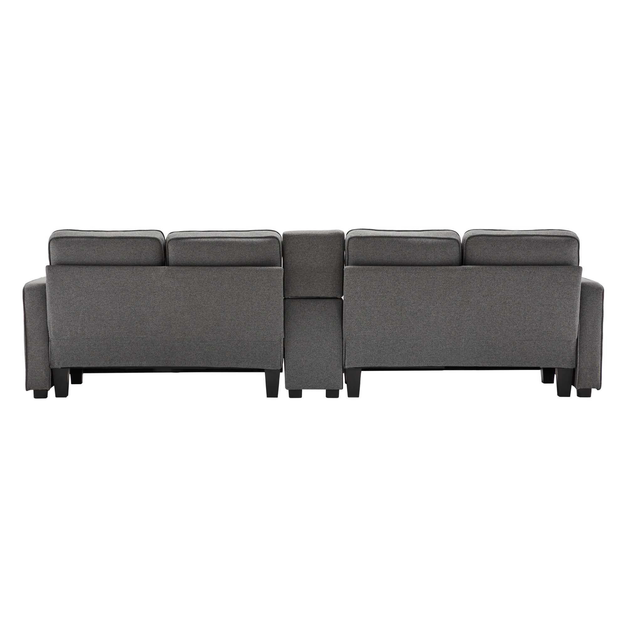 Logidon moderne 4-zits linnen bank donkergrijs met USB-oplaadpoorten