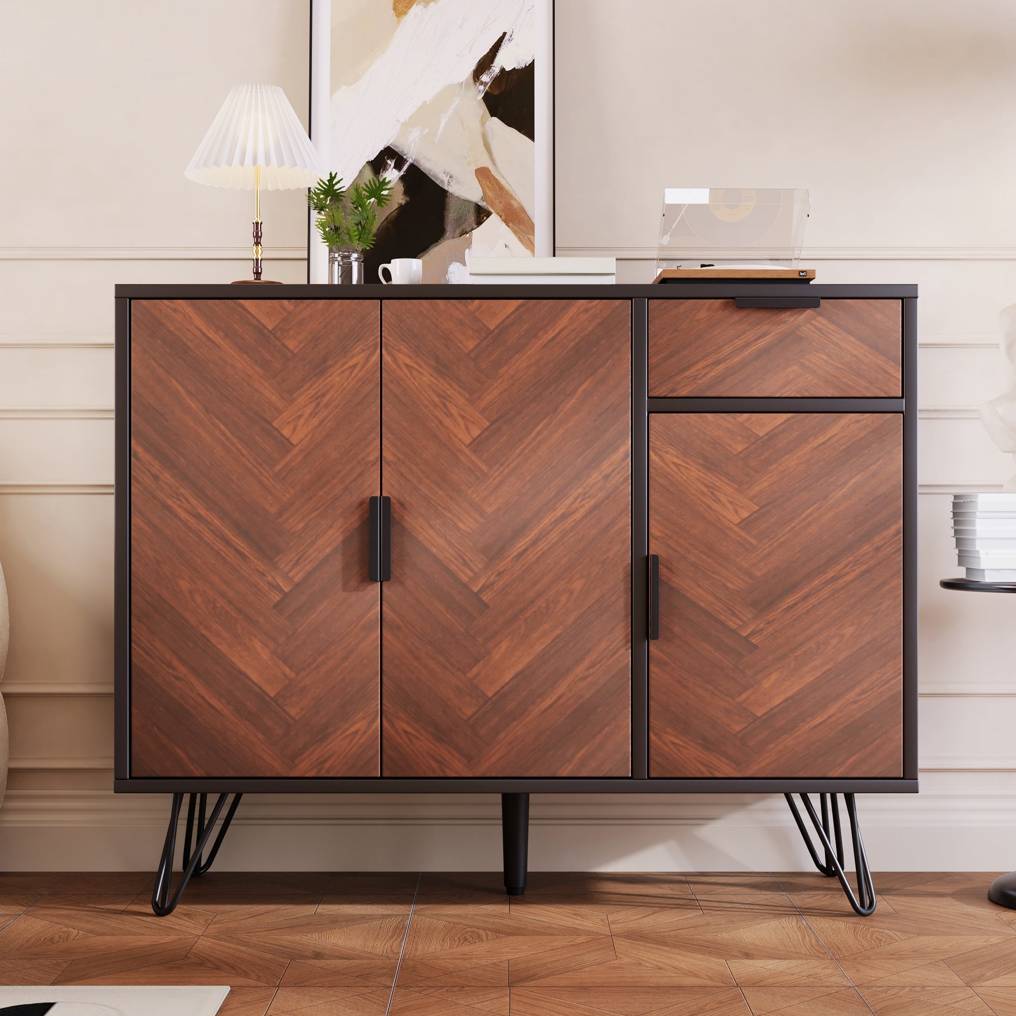 Logidon opbergkast dressoir zwart houtlook 90x30x71,5 cm
