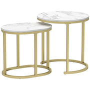 Logidon Ronde set van 2 salontafels MDF wit stalen frame 50x50