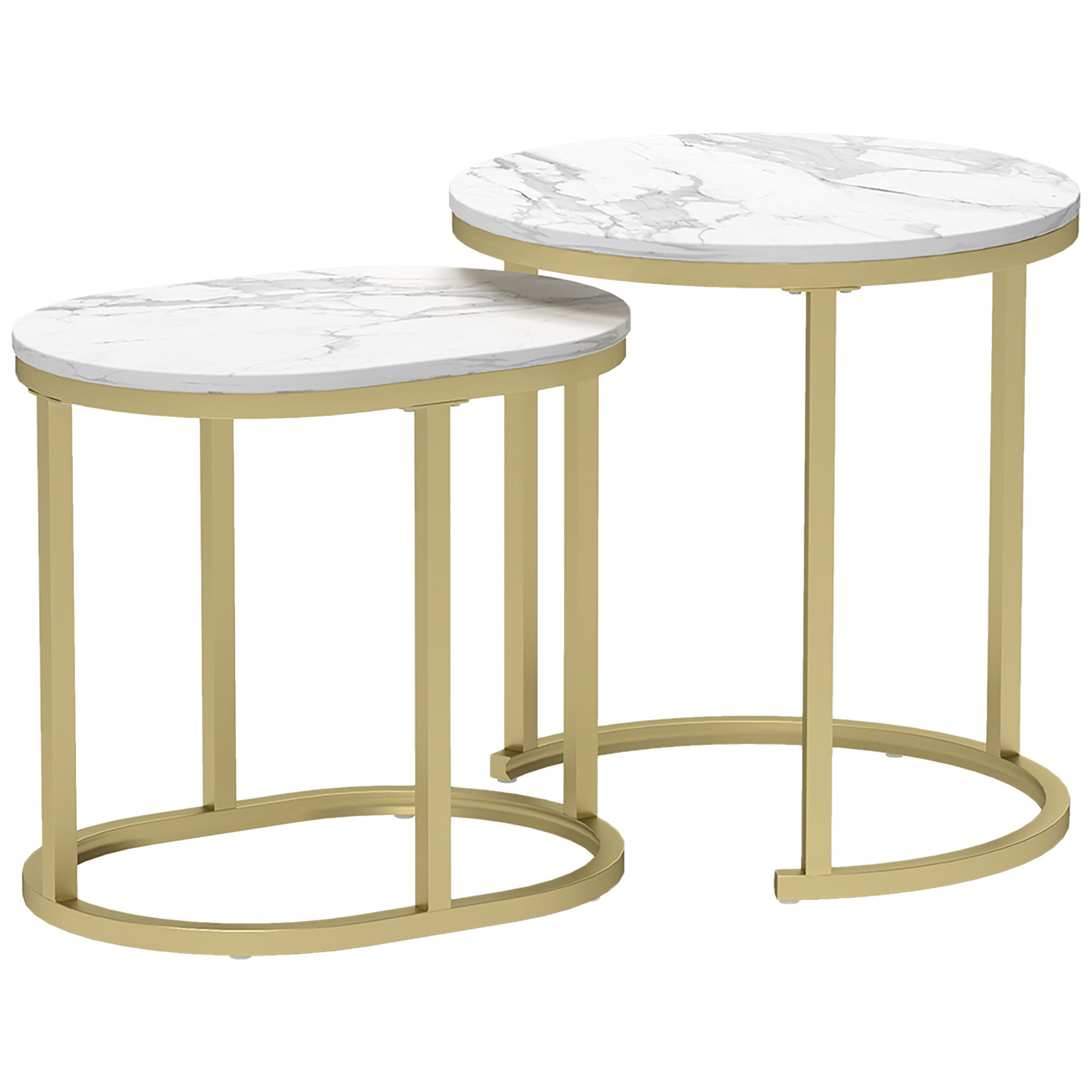 Logidon Ronde set van 2 salontafels MDF wit stalen frame 50x50