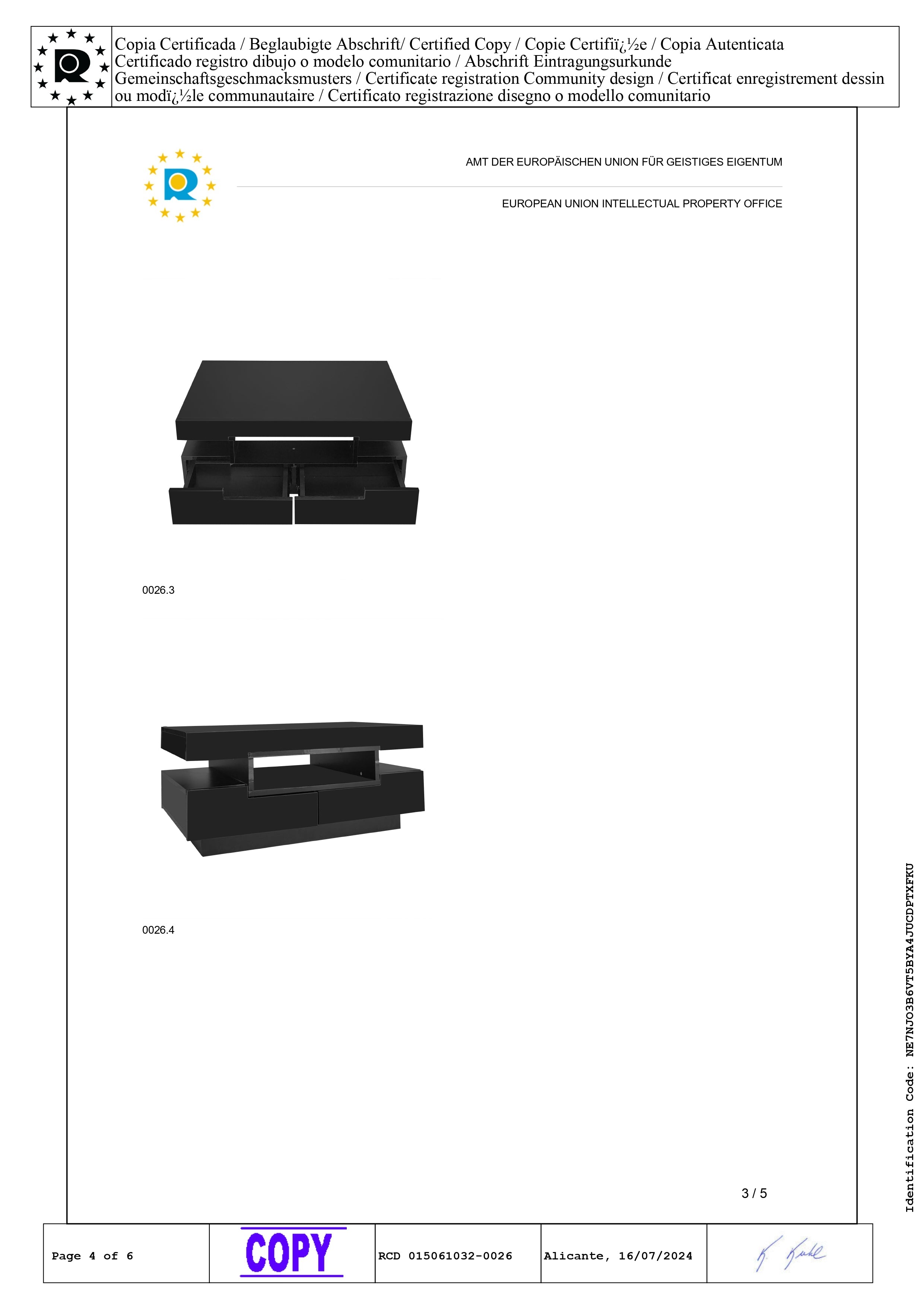 Logidon salontafel zwart hoogglans LED lichtstrip 4 lades