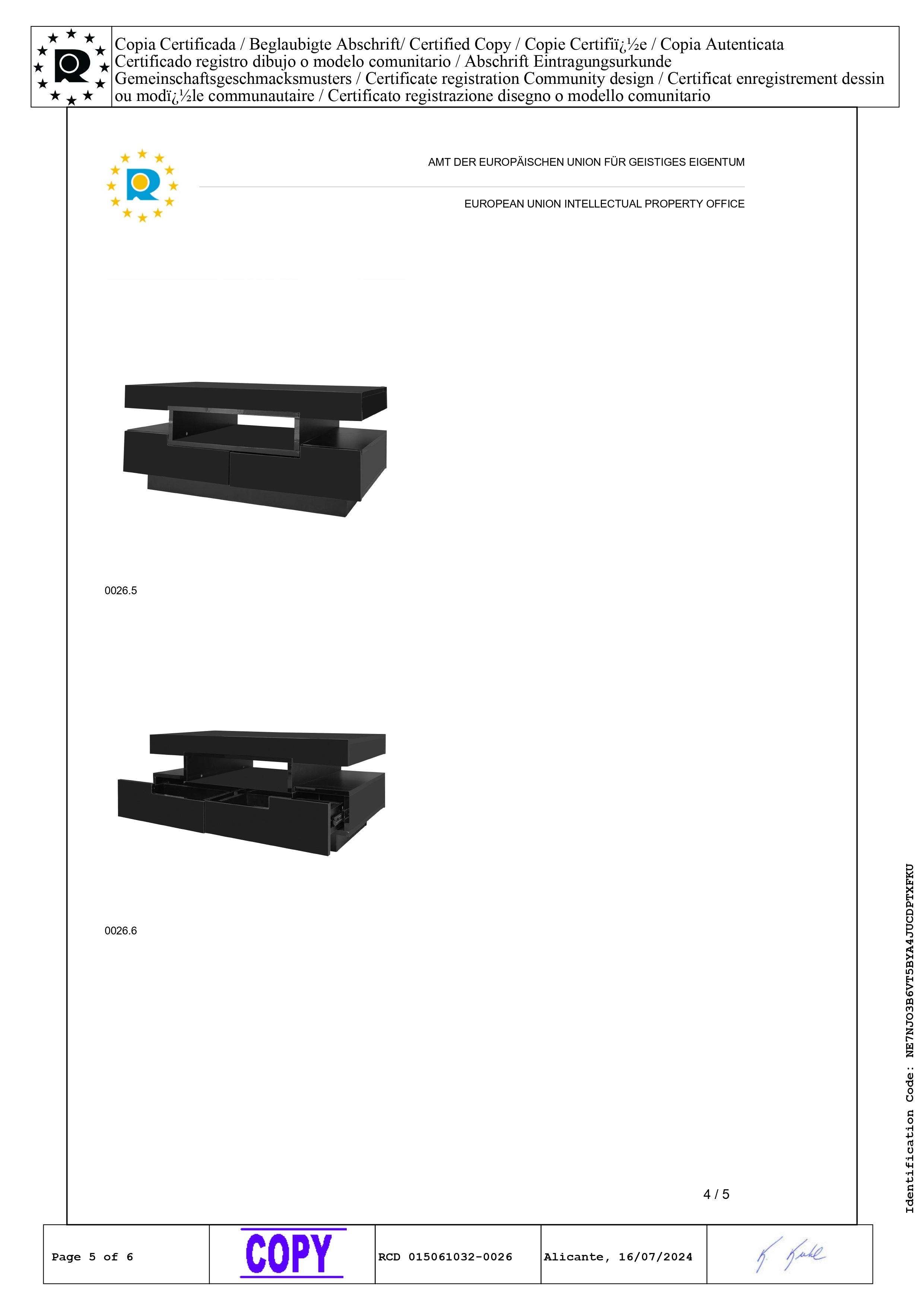 Logidon salontafel zwart hoogglans LED lichtstrip 4 lades
