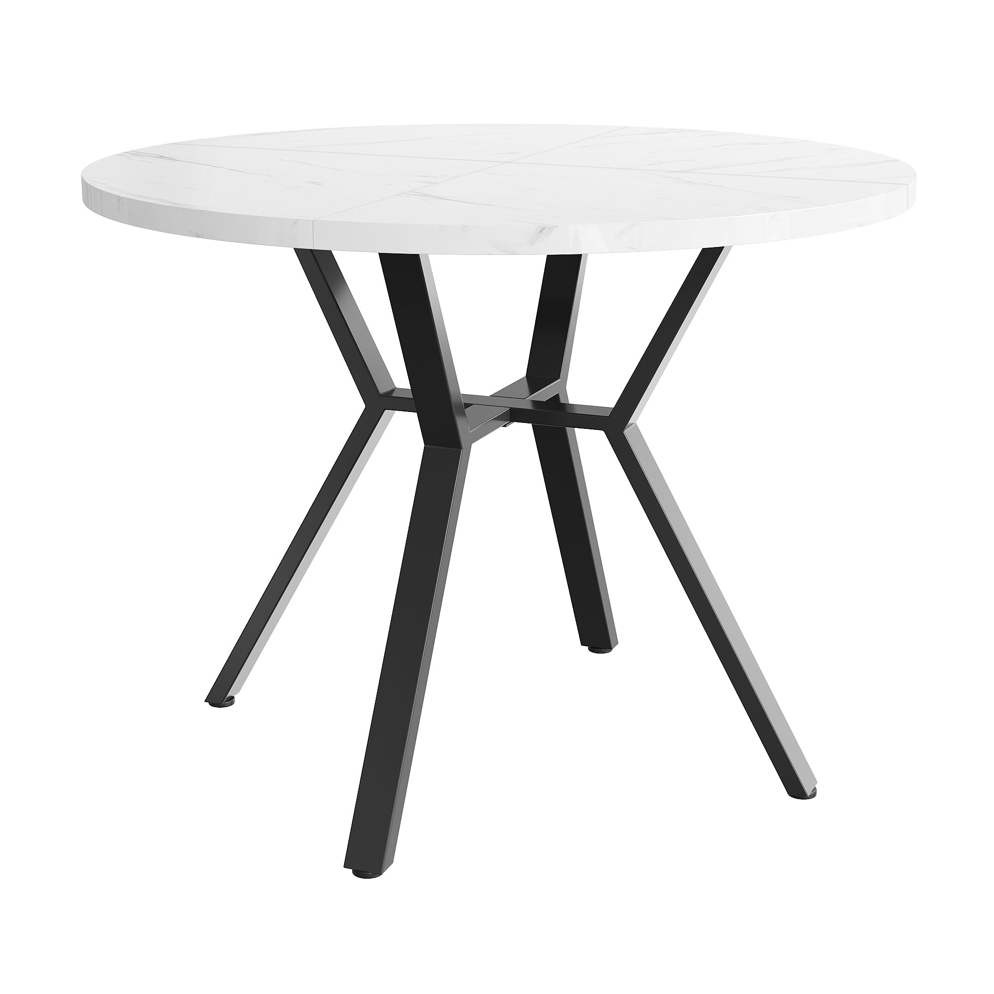 Logidon ronde eettafel marmerlook 100 cm wit MDF X-onderstel