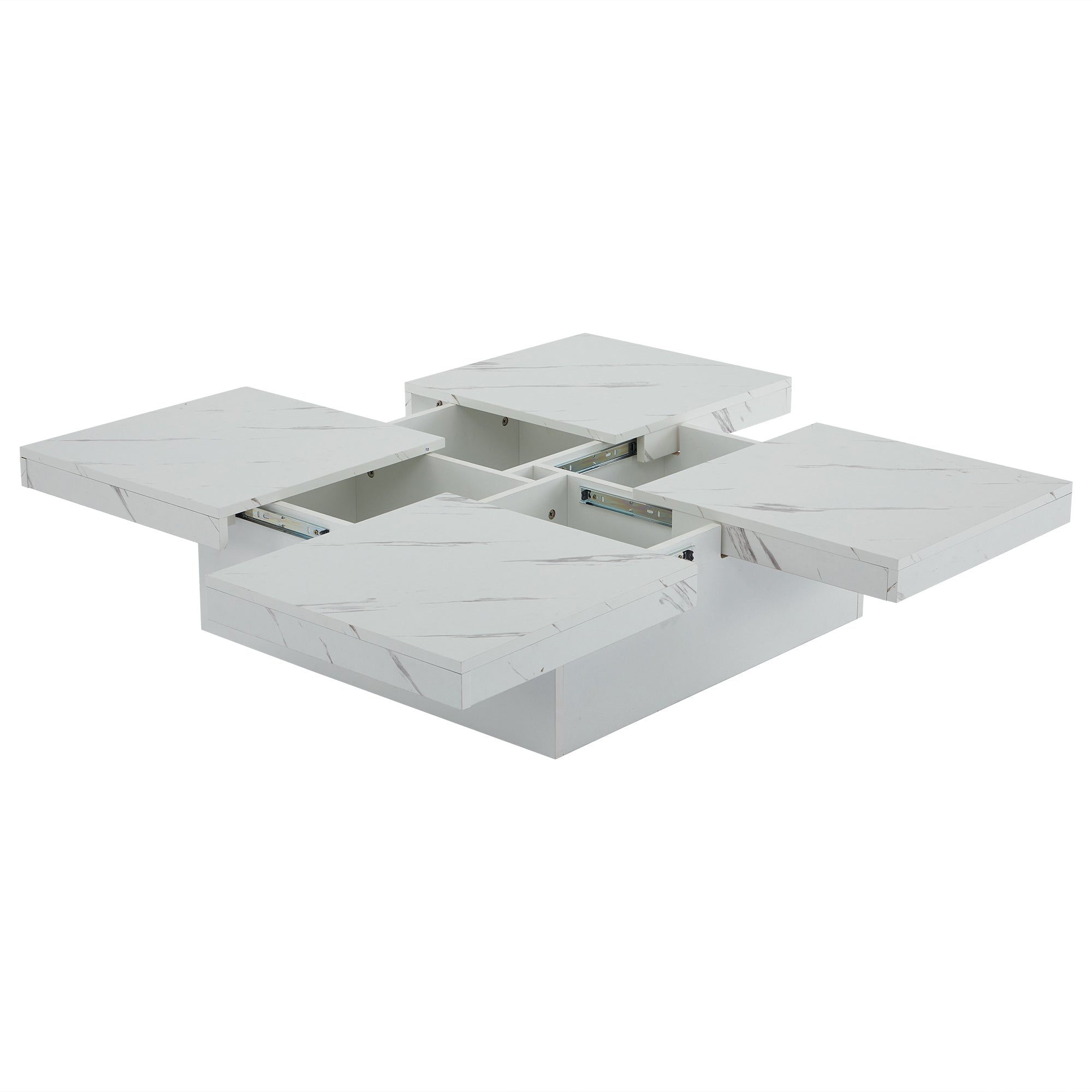 Logidon vierkante salontafel wit marmerlook 90x90x25 cm met lades