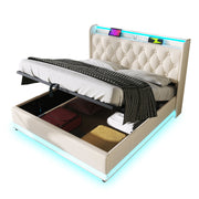 Logidon gestoffeerd bed 160x200 cm wit PU 360 surround LED USB C