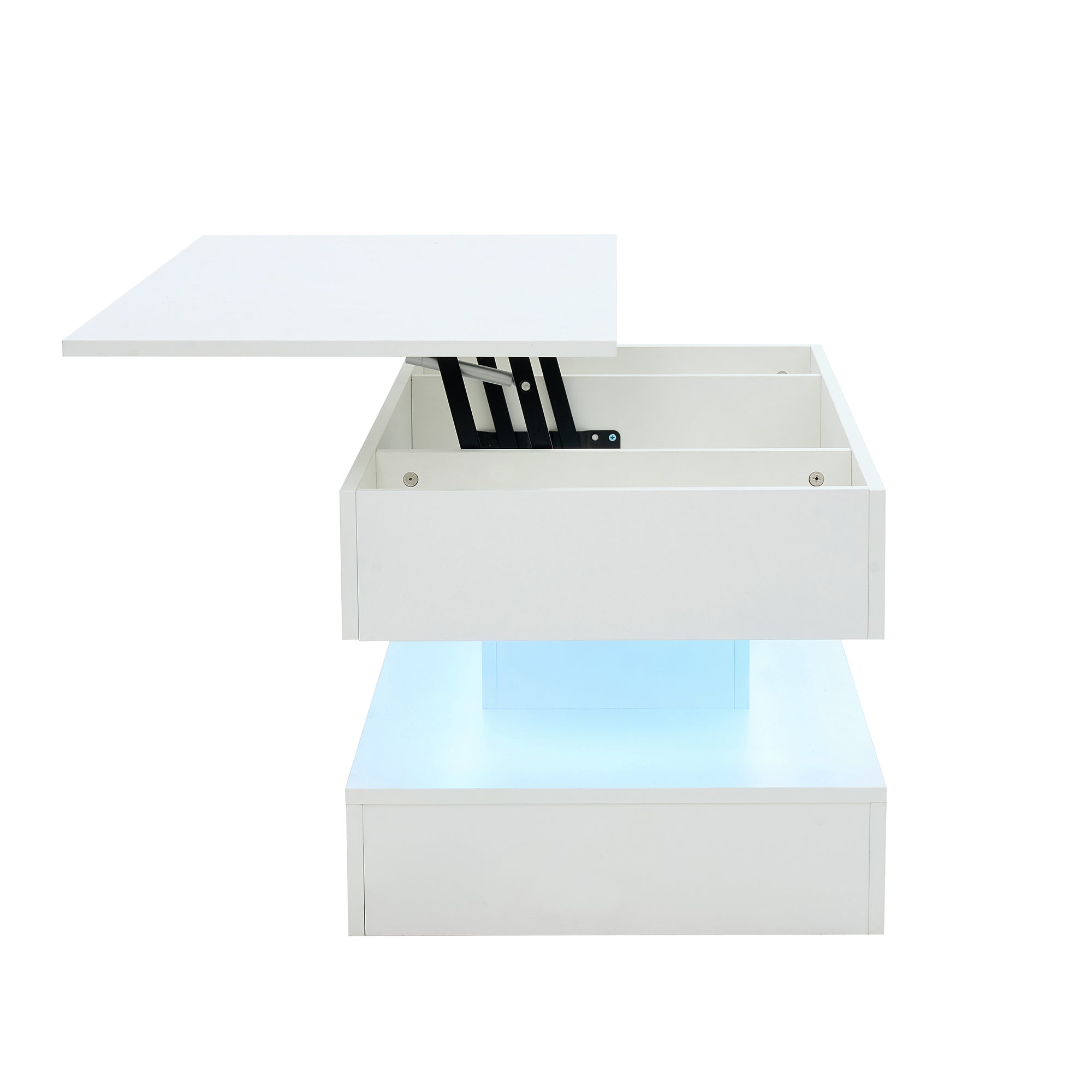 Logidon salontafel LED-verlichting en opbergruimte wit 100x50 cm
