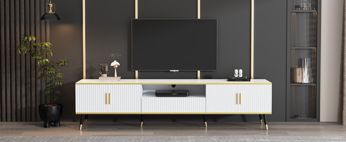 Logidon Modern TV-meubel Wit Marmerlook 200x40x46 cm