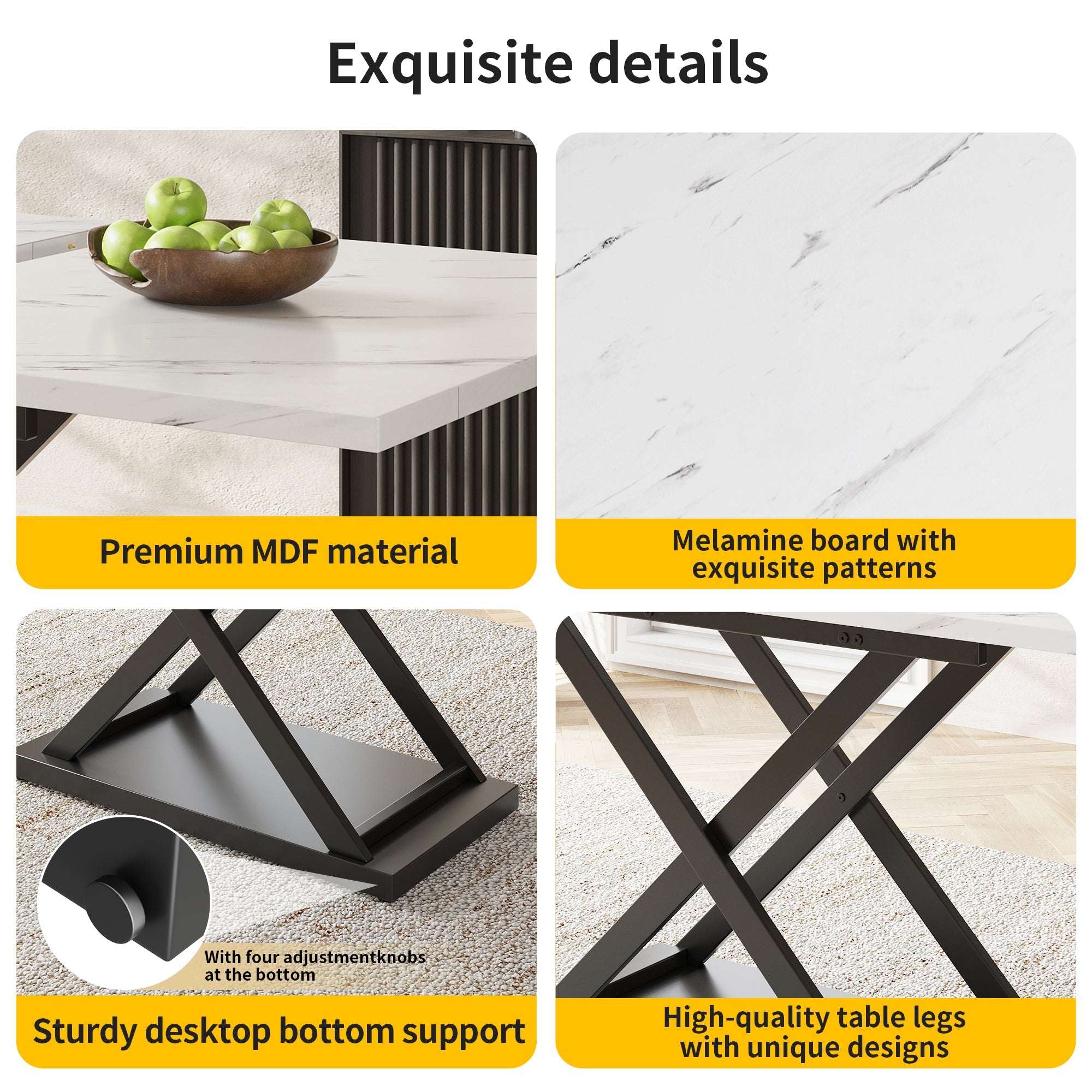 Logidon uitschuifbare eettafel 120-160 x 80 cm wit marmerlook