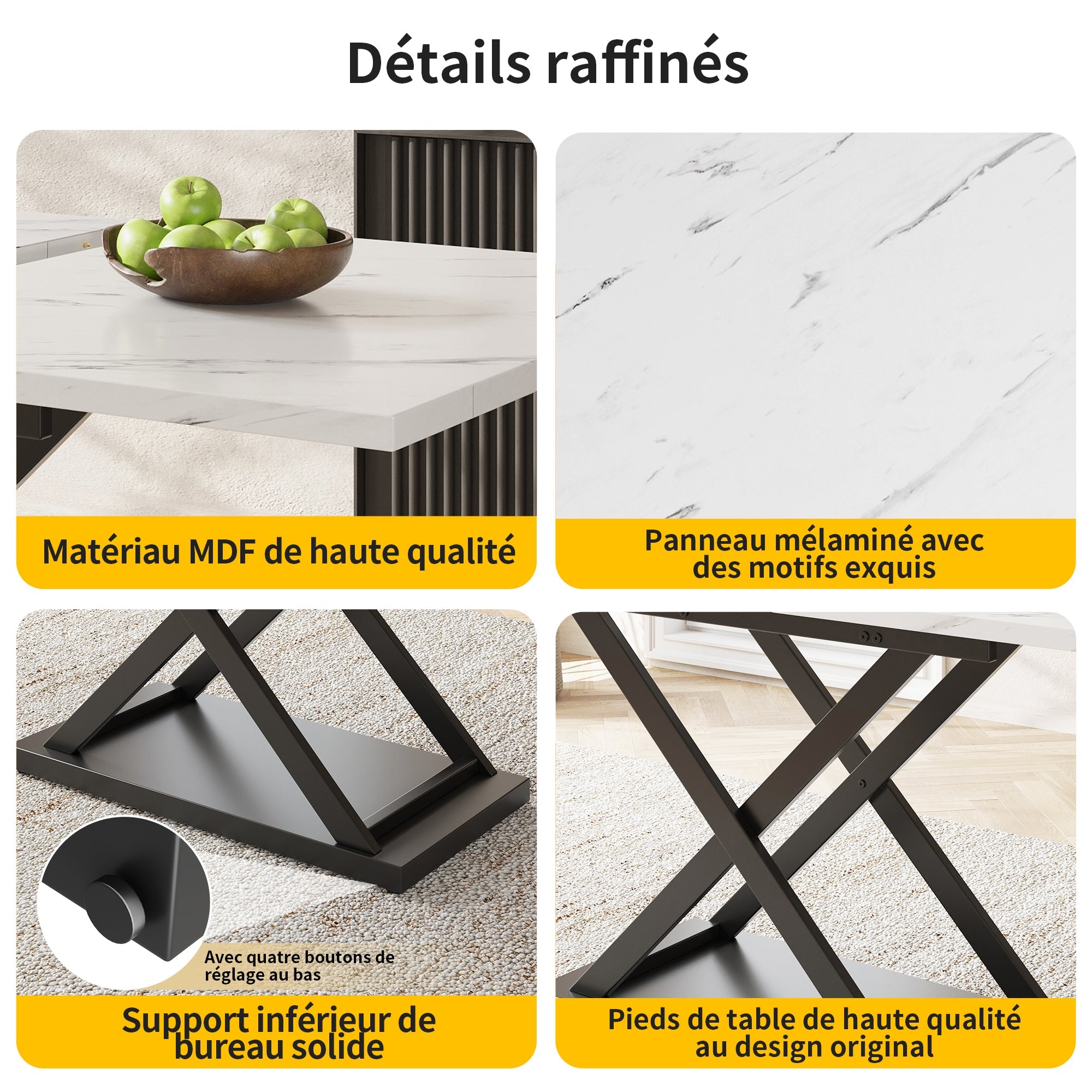 Logidon uitschuifbare eettafel 120-160 x 80 cm wit marmerlook