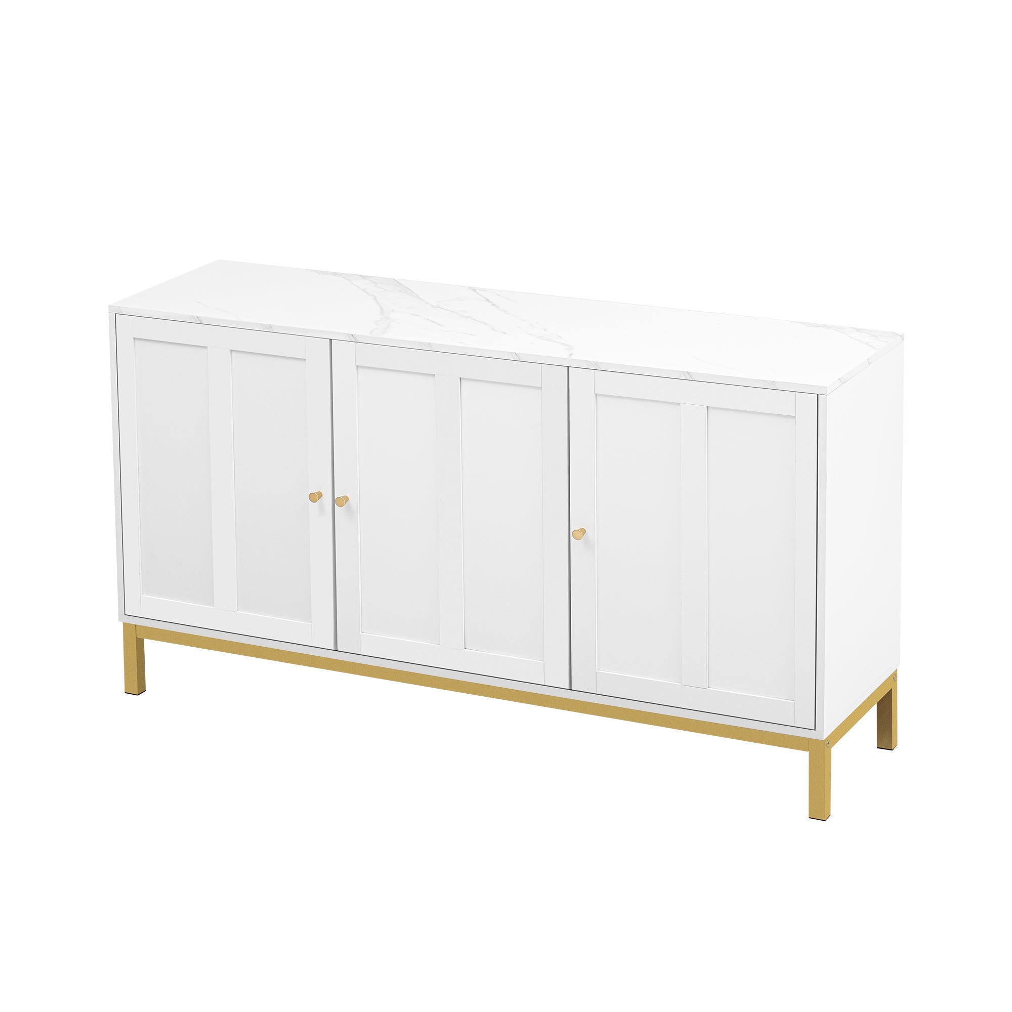 Logidon sideboard 3 doors with marble table top white 140 cm