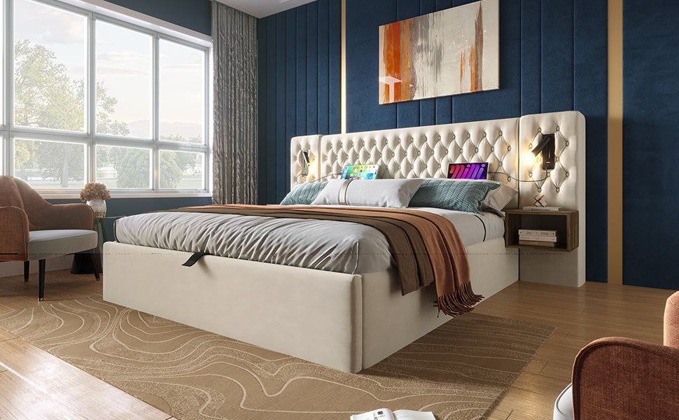 Logidon bedsysteem beige 160x200 cm hydraulisch opbergmatras