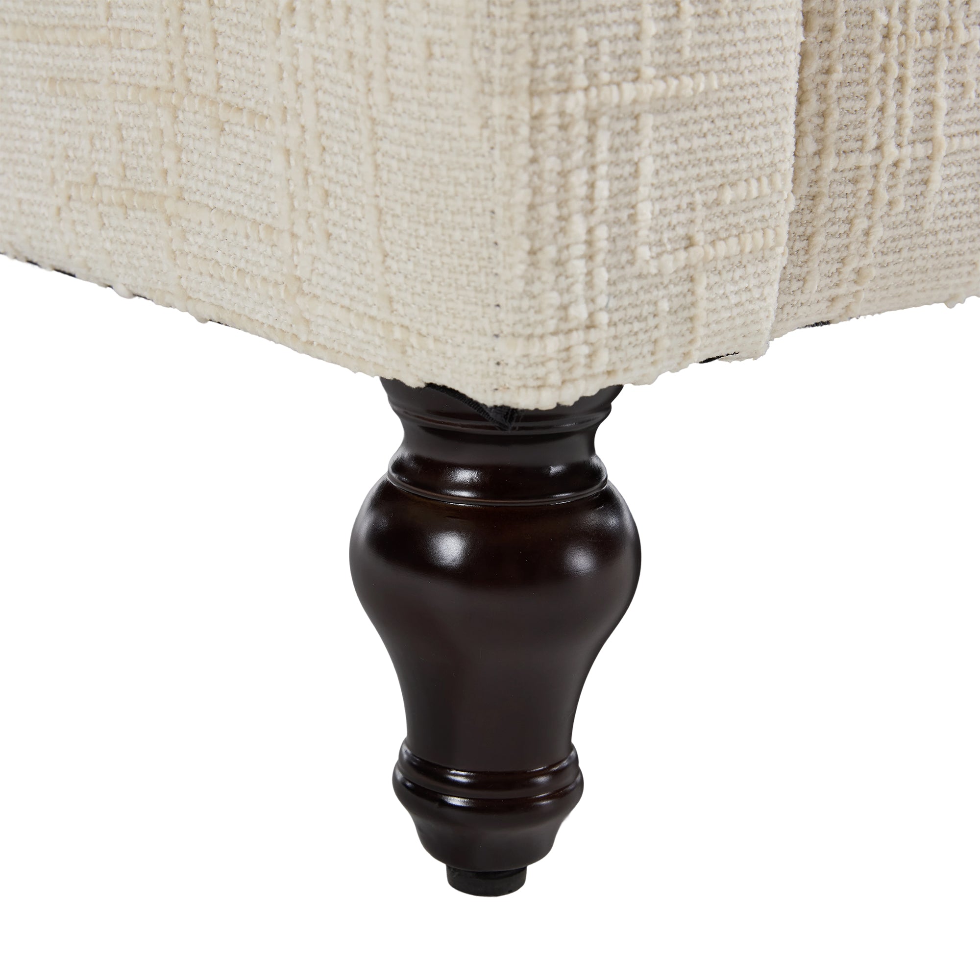 Logidon tweezitsbank van chenille, beige LED-USB-opbergruimte, houten poten