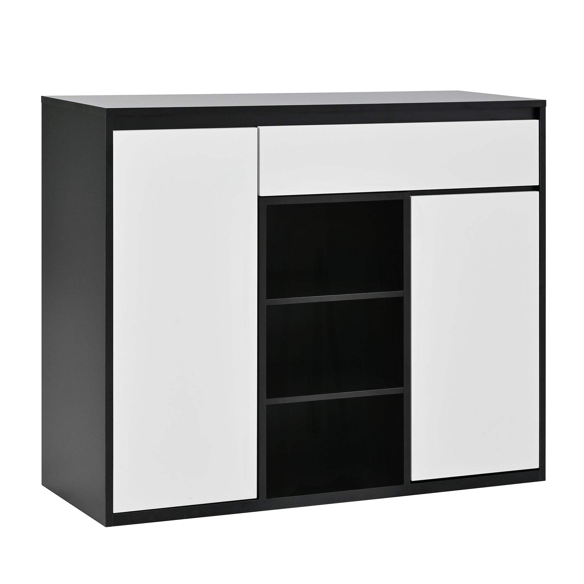 Logidon Shoe Cabinet Black White Two Doors Adjustable Shoe Rack