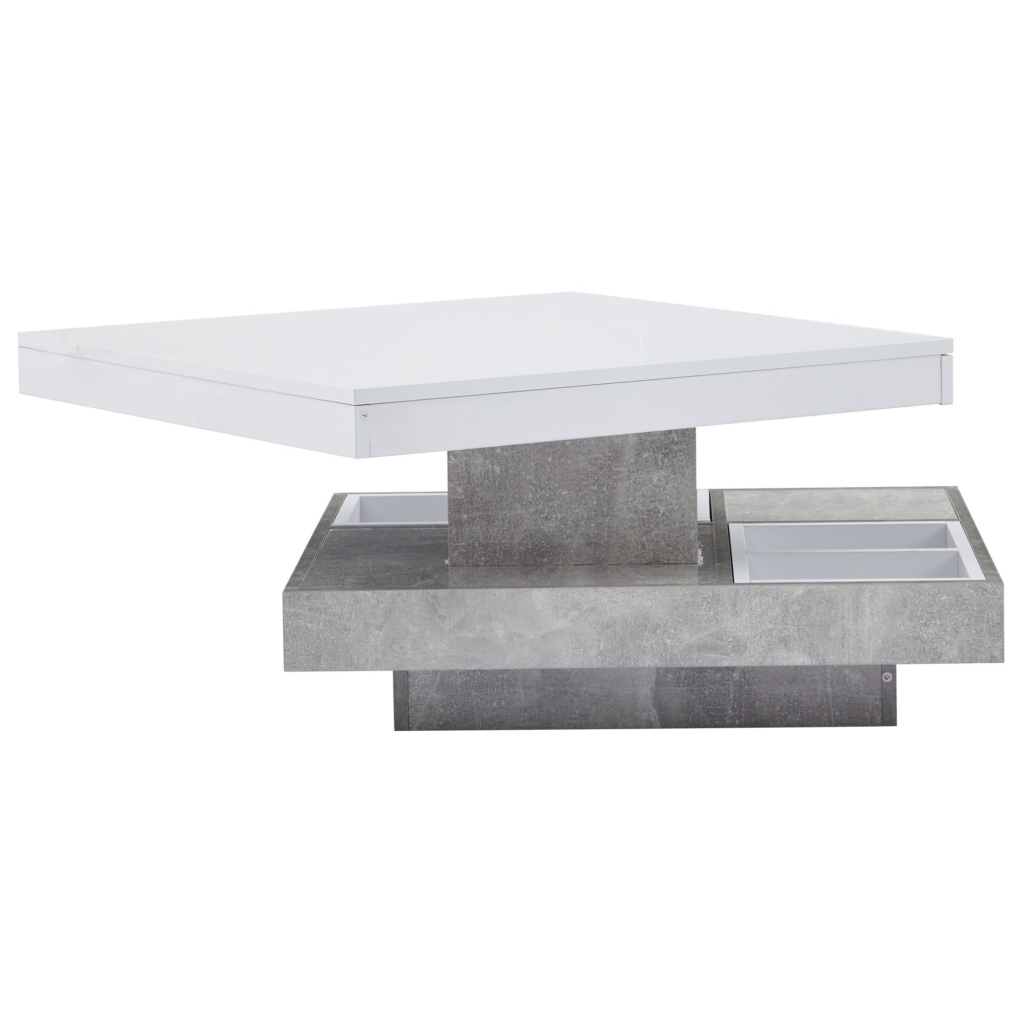 Logidon 360 graden draaibare salontafel 70x70x36 cm wit hoogglans