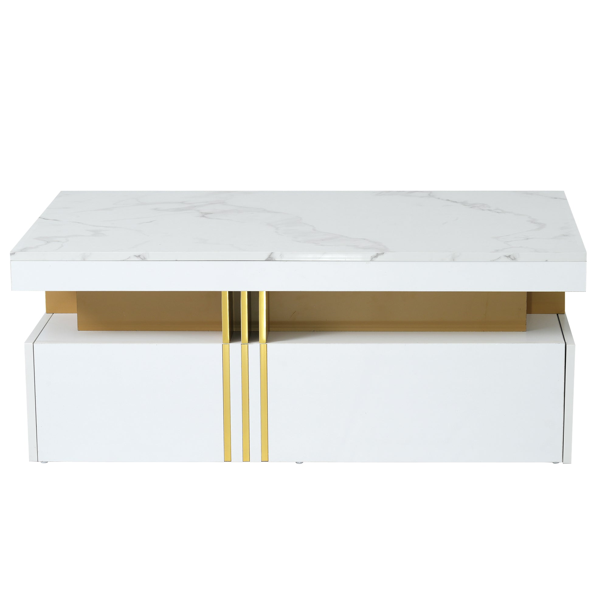 Logidon Modern coffee table high gloss top, 2 drawers, 100x50 cm