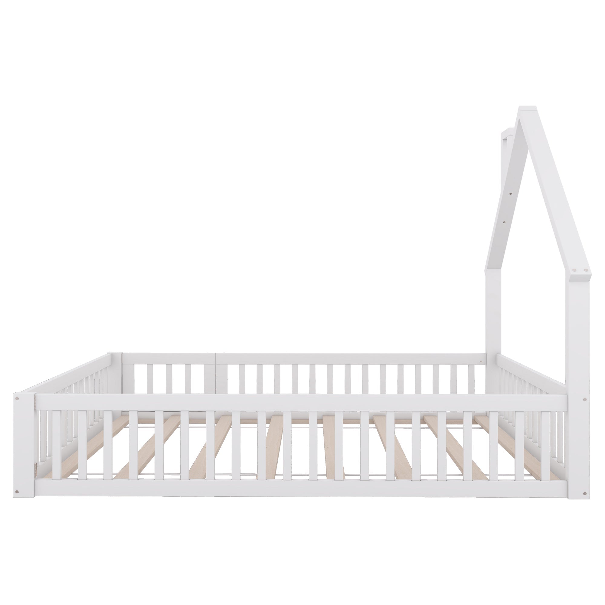Logidon kinderbed 140x200 schouwvorm wit grenenhout met lattenbodem