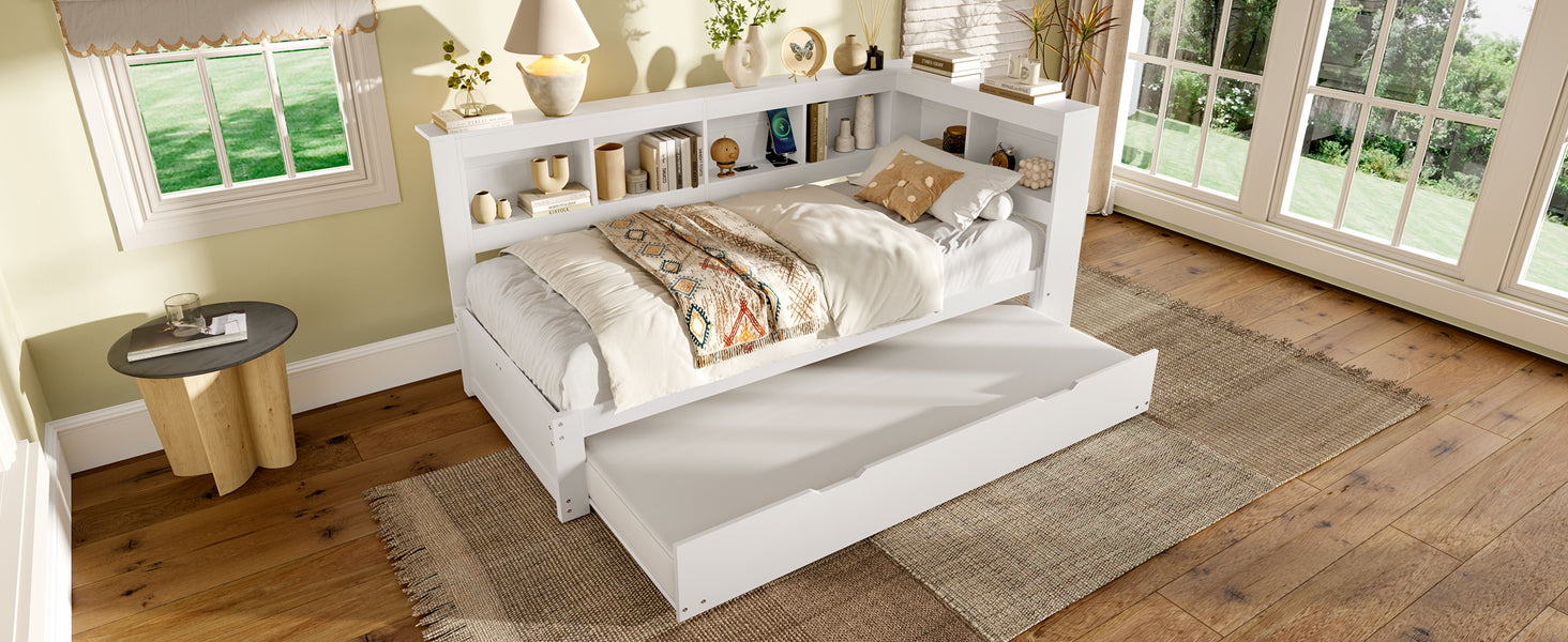 Logidon Daybed 90x200 cm witte slaapbank met USB-aansluiting